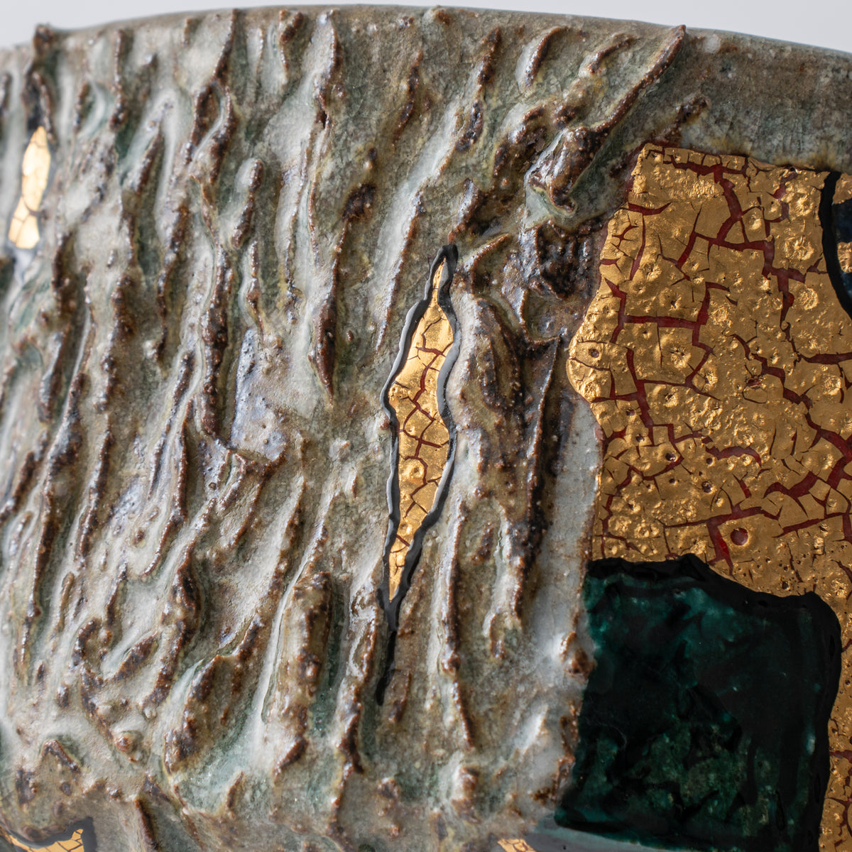 Gold Plum and Textured Glaze Plant Pot
