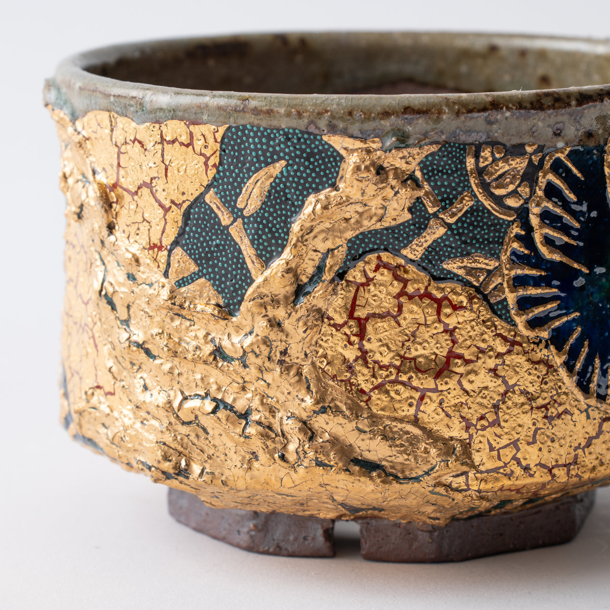 Gold Plum and Textured Glaze Plant Pot