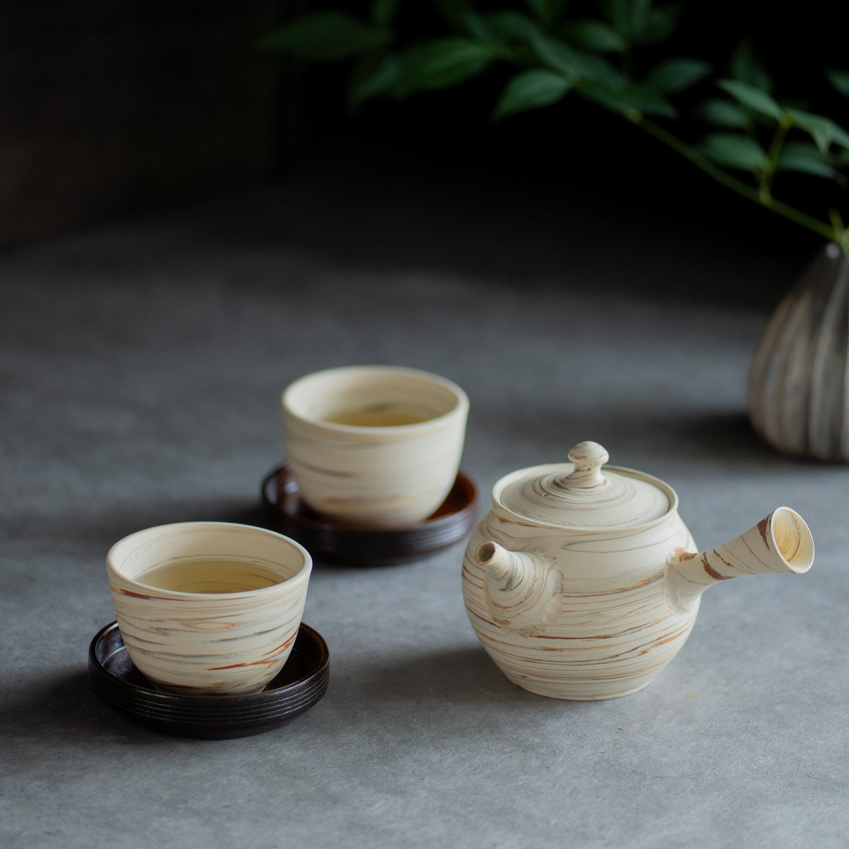 Marble Pattern Japanese Tea Set