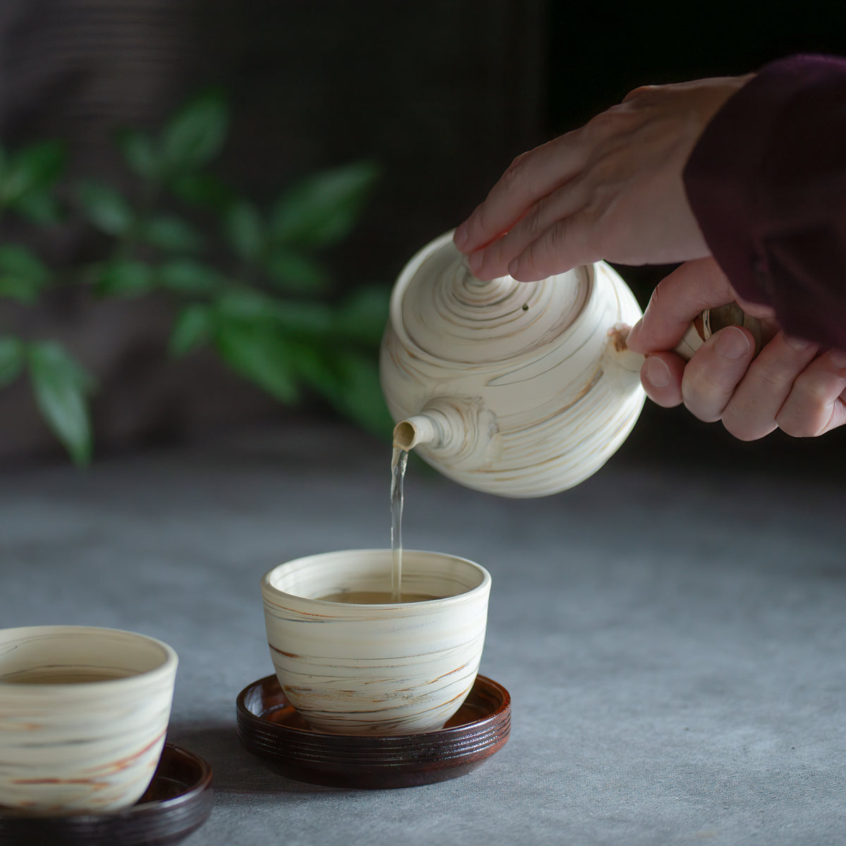 Marble Pattern Japanese Tea Set