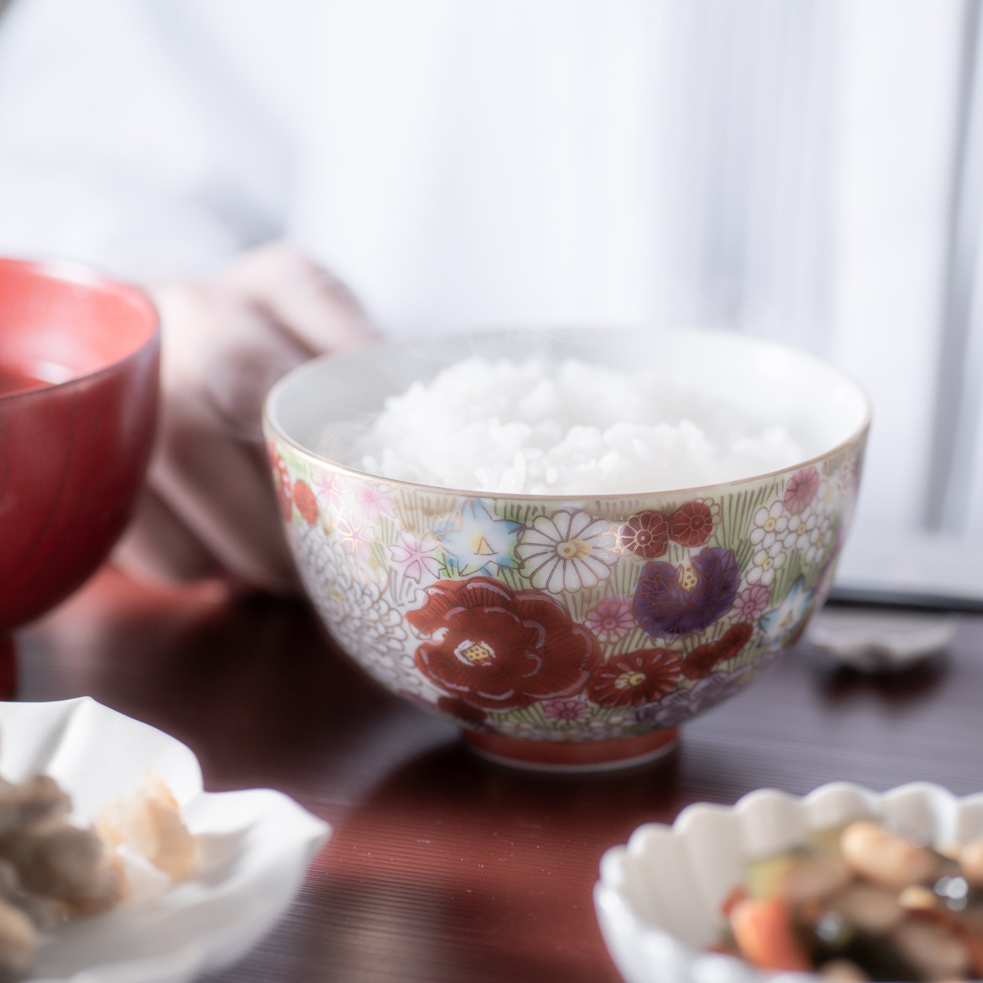 Taishi Kiln Hanazume Kutani Hanazume Japanese Rice Bowl - MUSUBI KILN - Quality Japanese Tableware and Gift