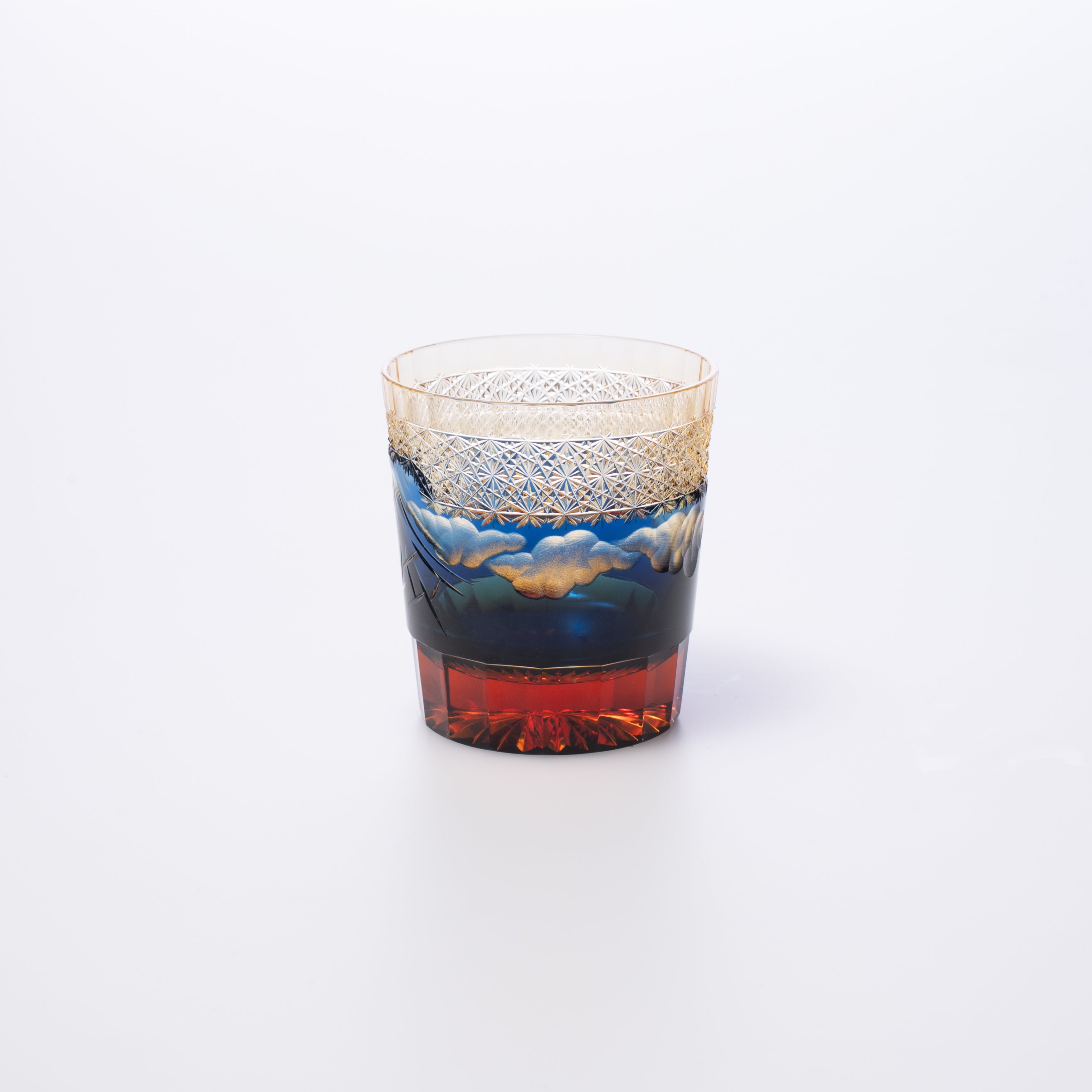 Hokusai Mt. Fuji Edo Kiriko Whiskey Glass