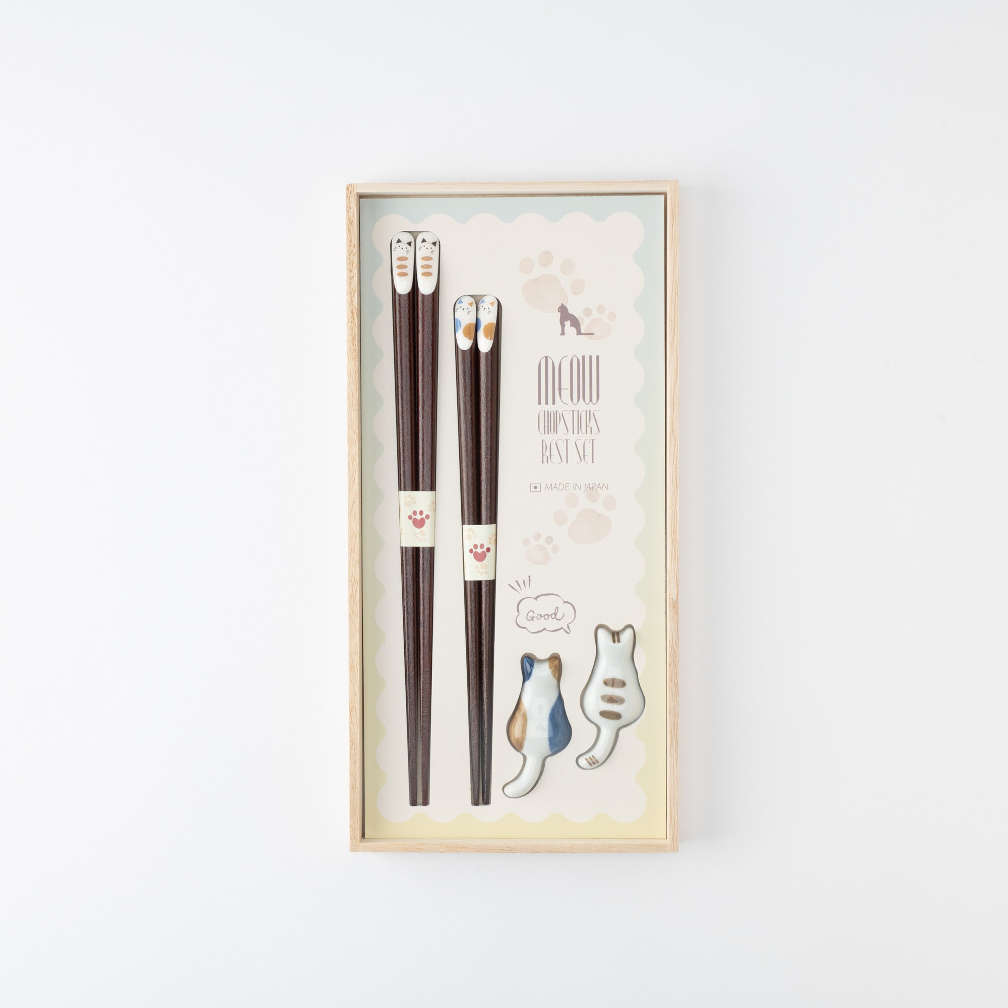 Cat Pattern Chopsticks Pair Set with Chopstick Rests