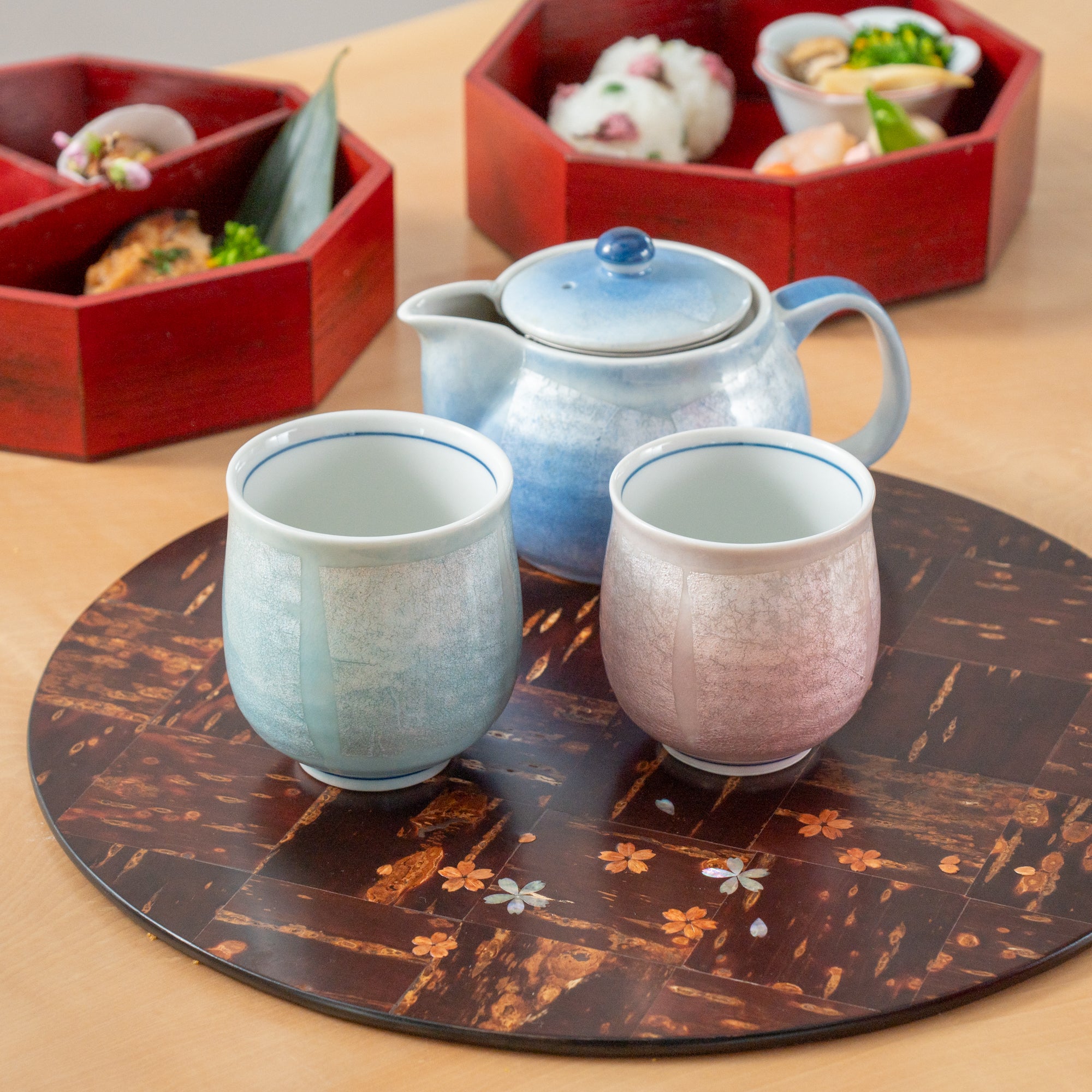 Ginsai Three Colors Japanese Teapot Set