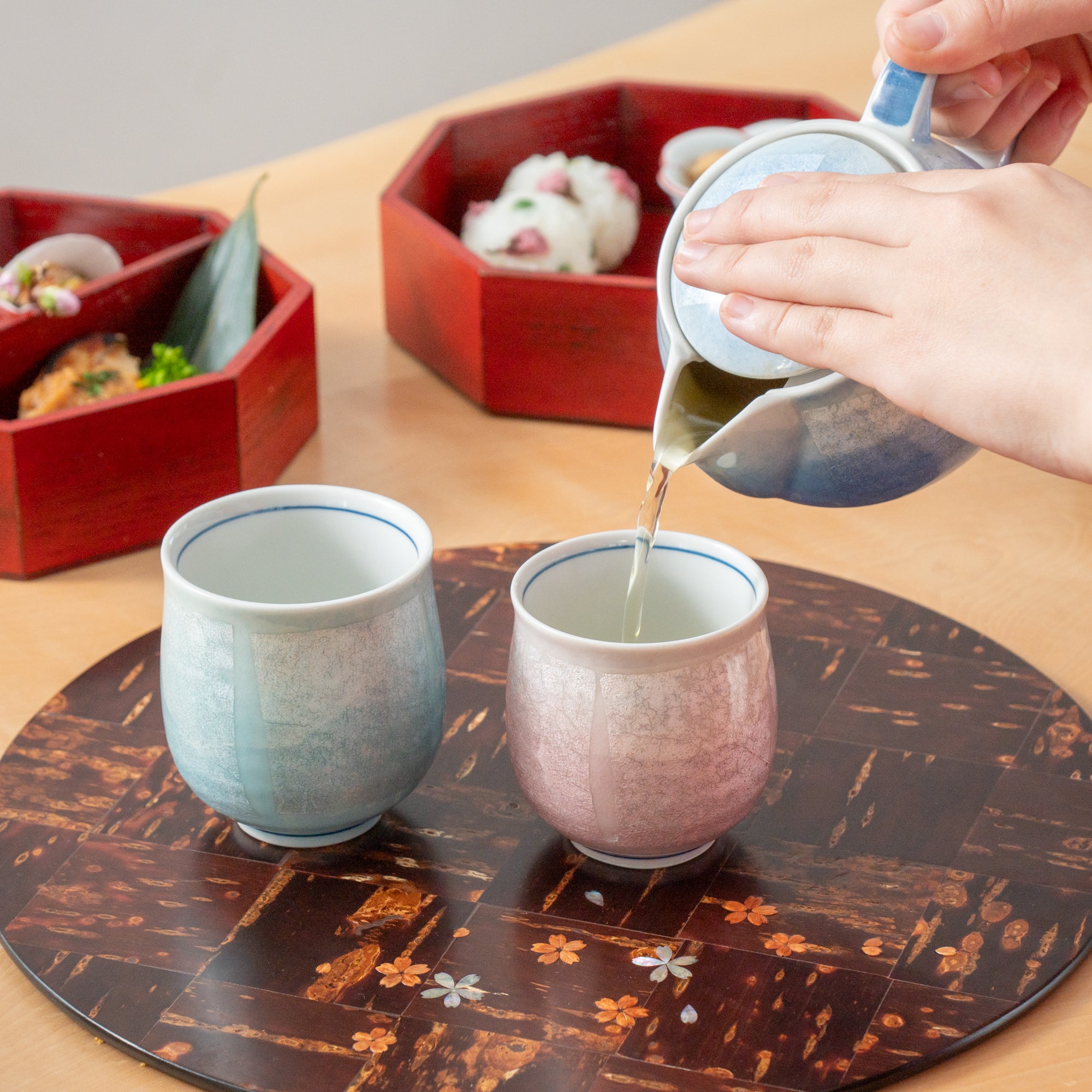 Ginsai Three Colors Japanese Teapot Set
