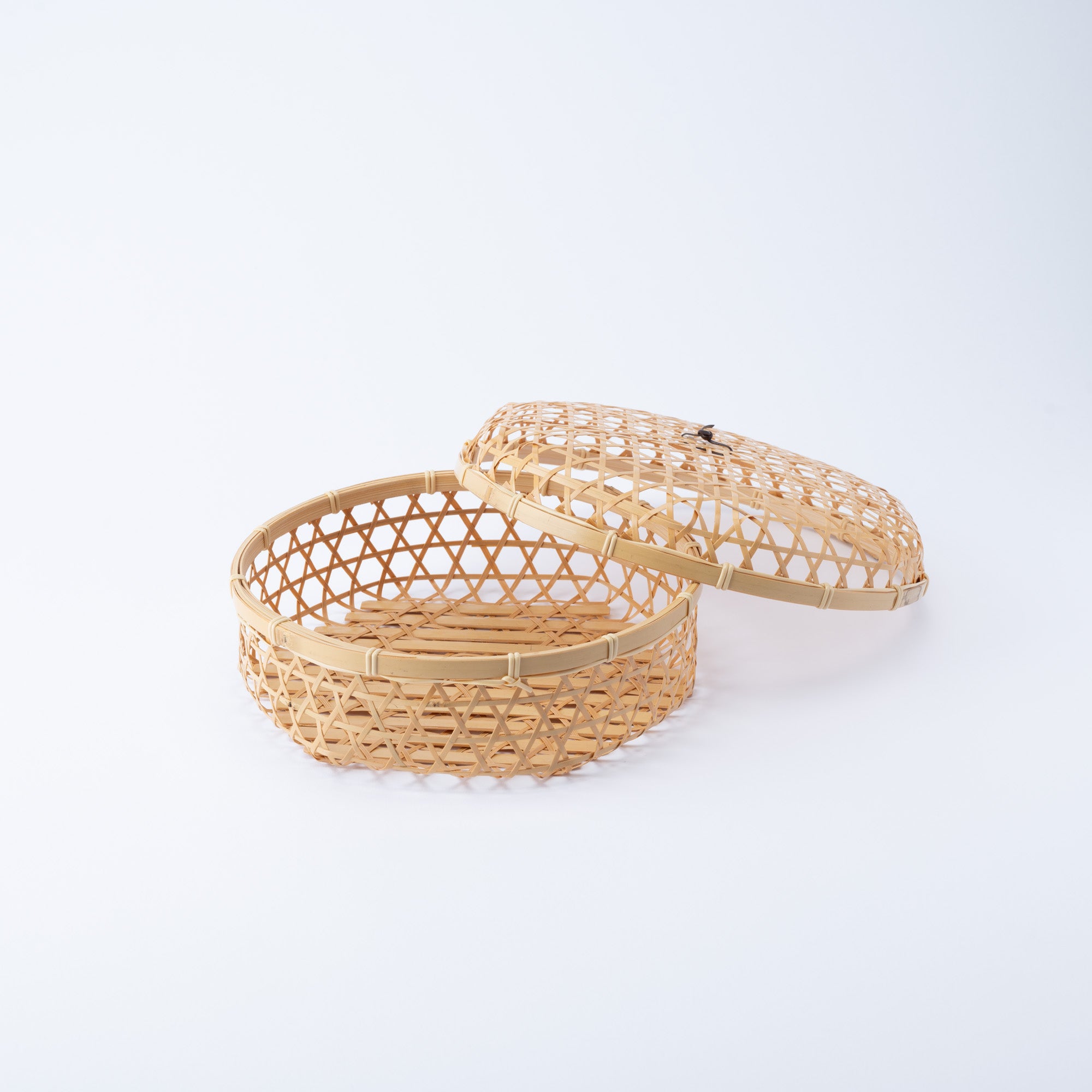 Hexagon Weave Bamboo Basket with Lid