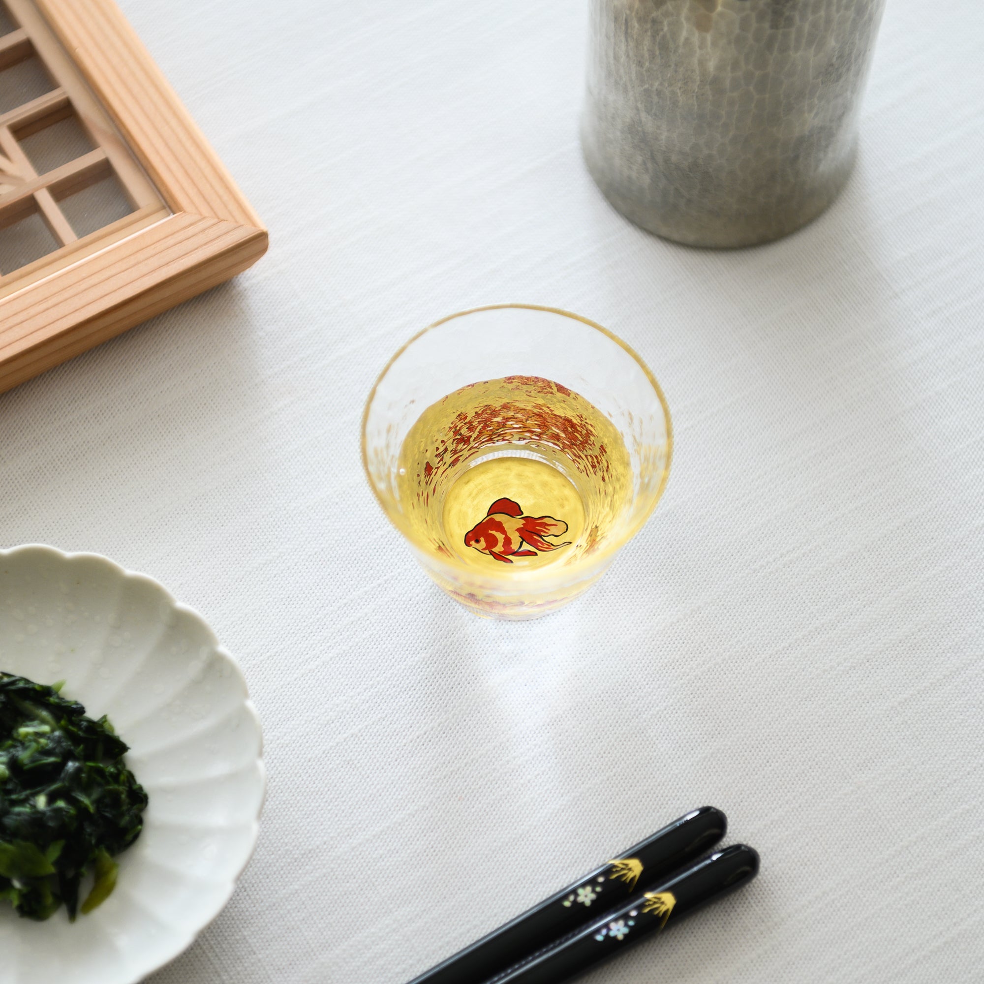 Goldfish Maki-e Glass Sake Cup