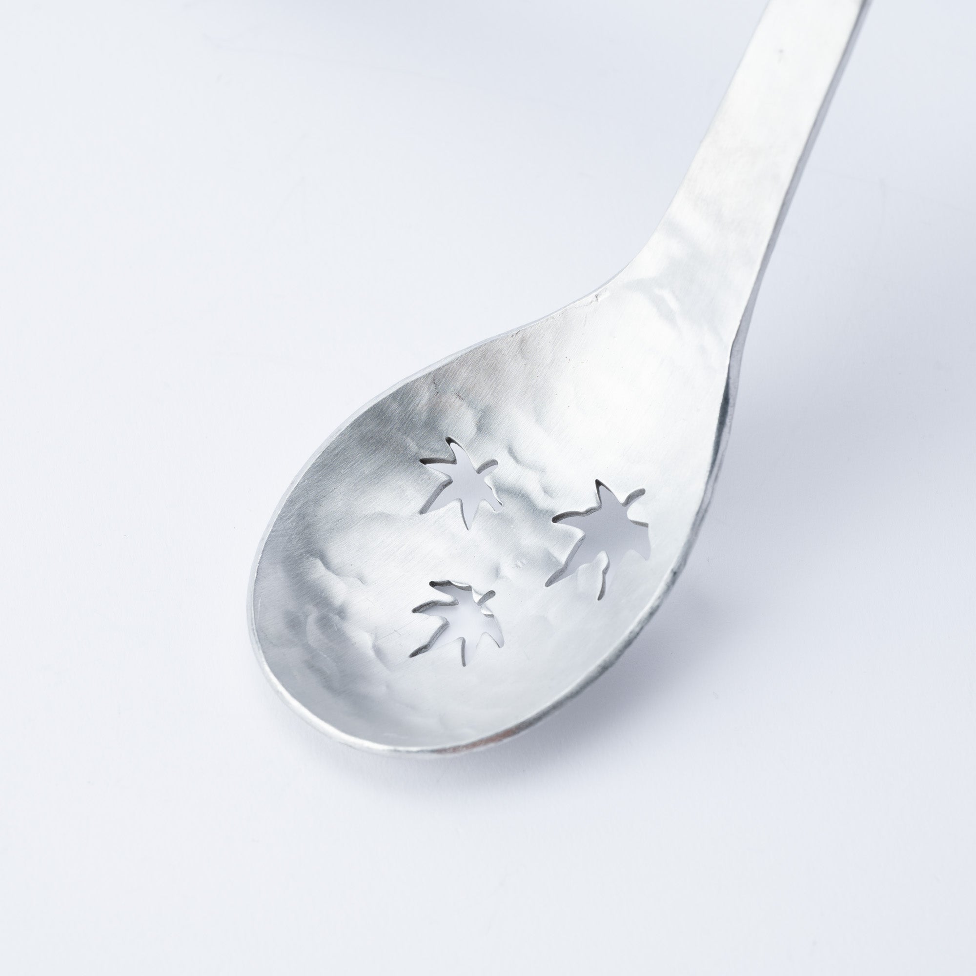 Aluminum Hammered Leaf Slotted Spoon