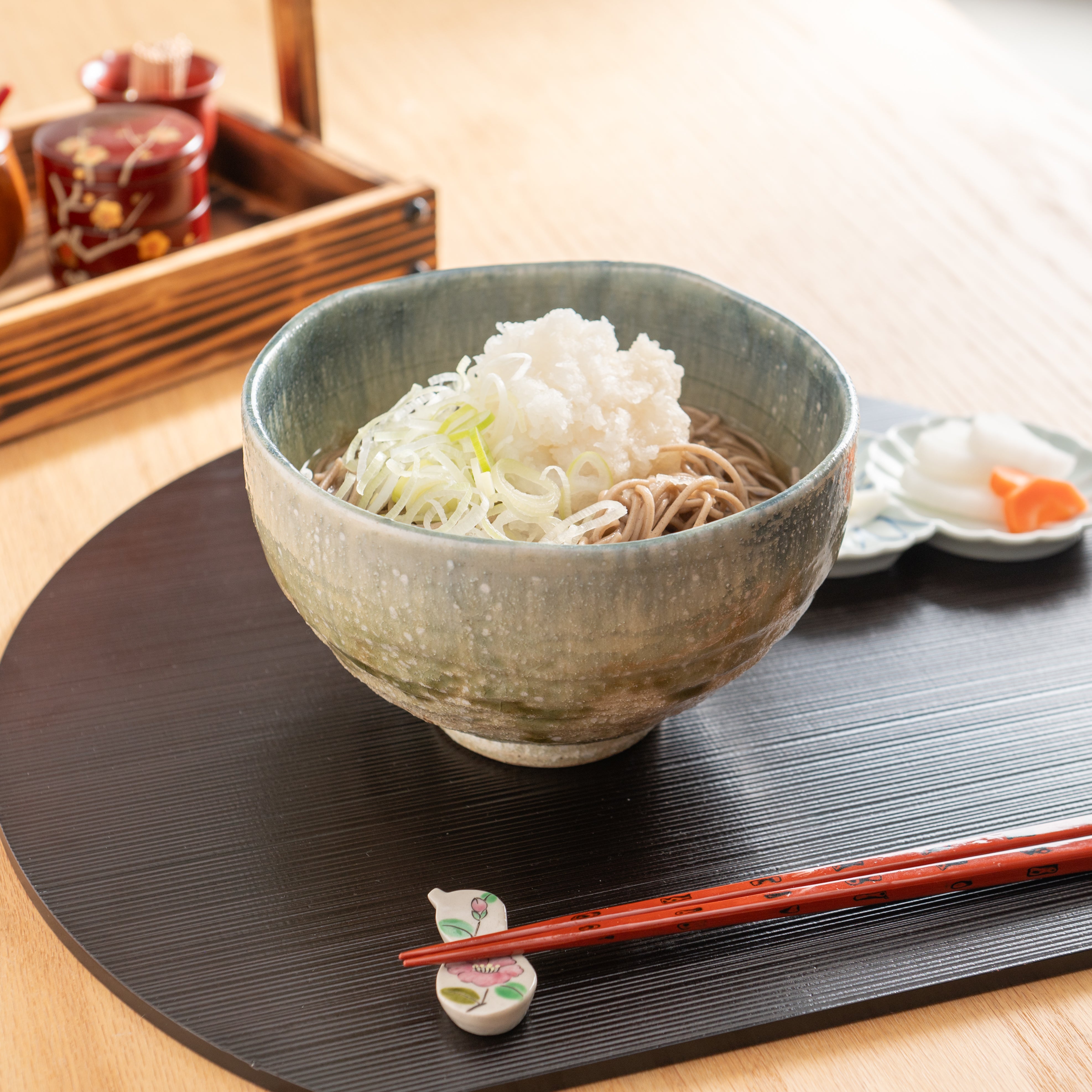 Green Ash Glaze Donburi Bowl 6.5 in