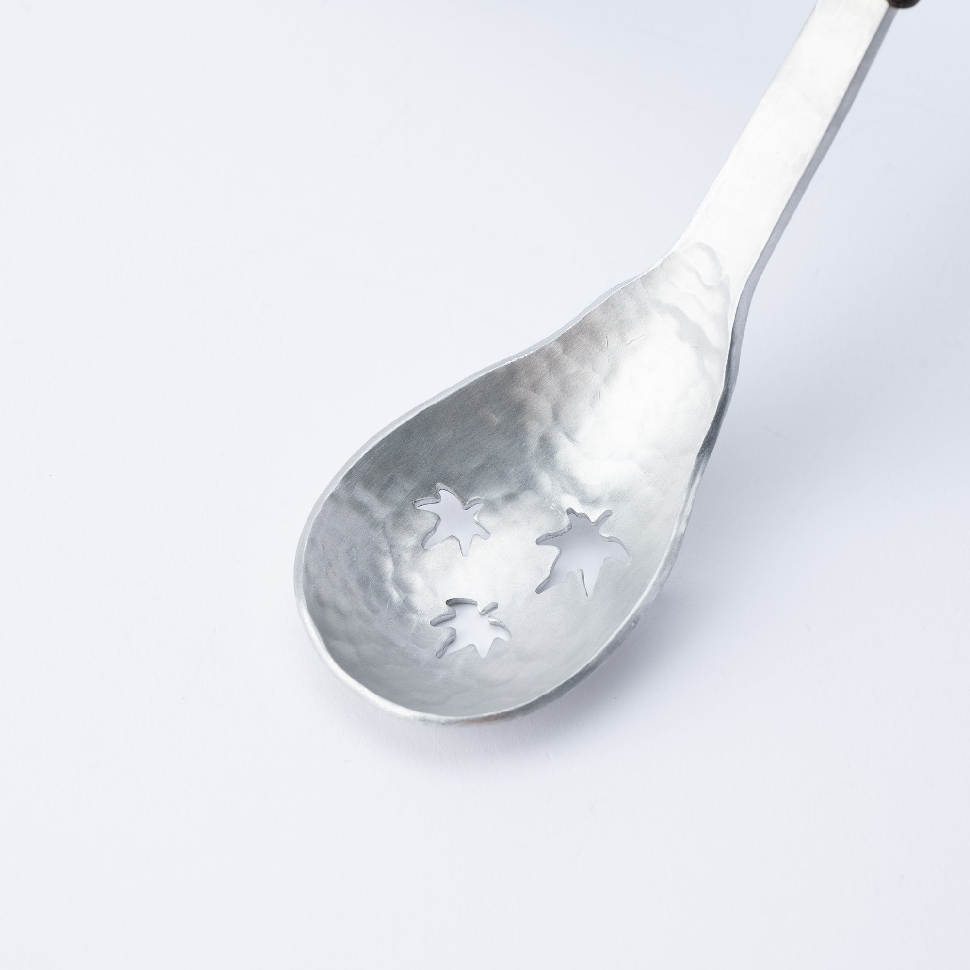 Aluminum Hammered Leaf Slotted Spoon