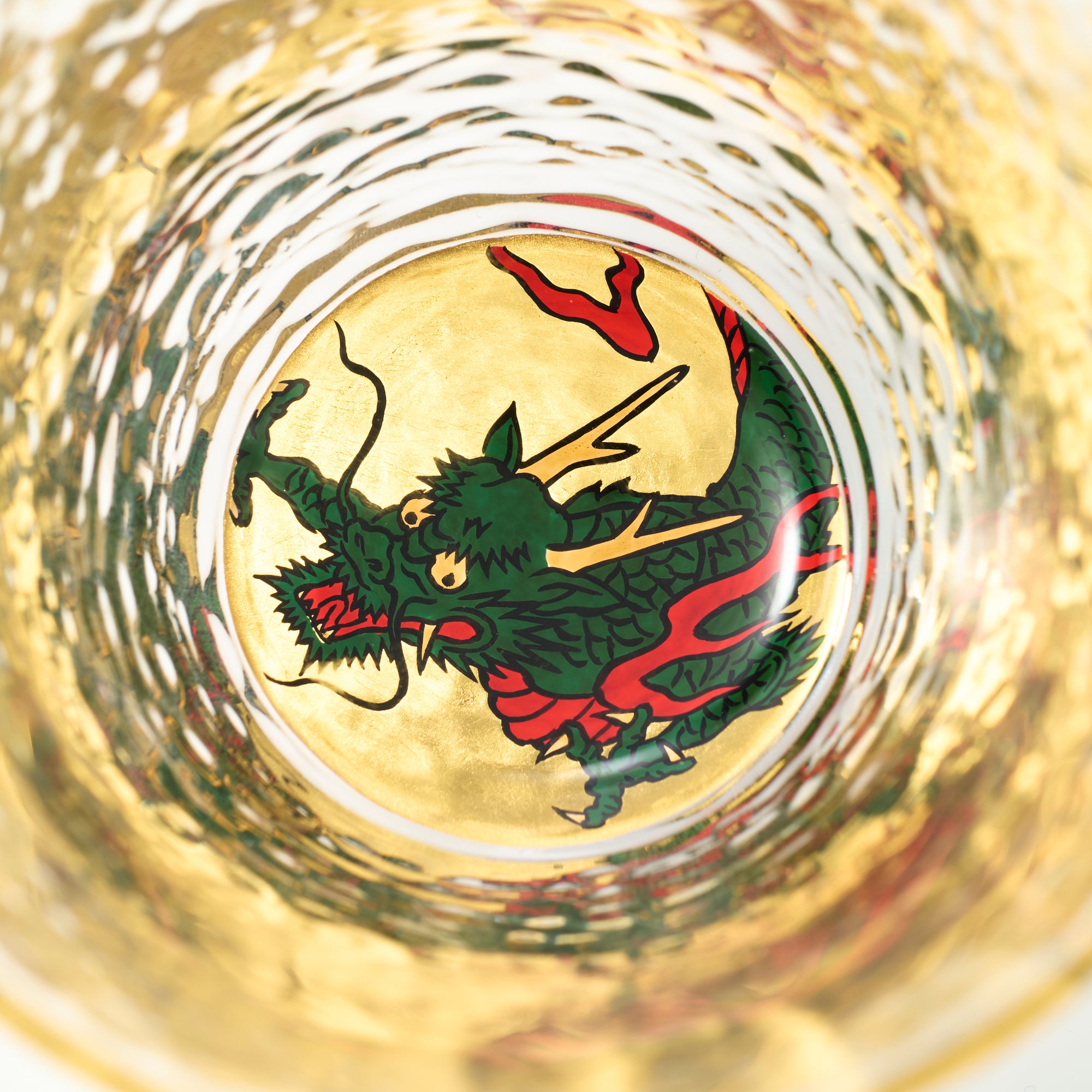 Copa de sake Maki-e Guinomi de dragón verde