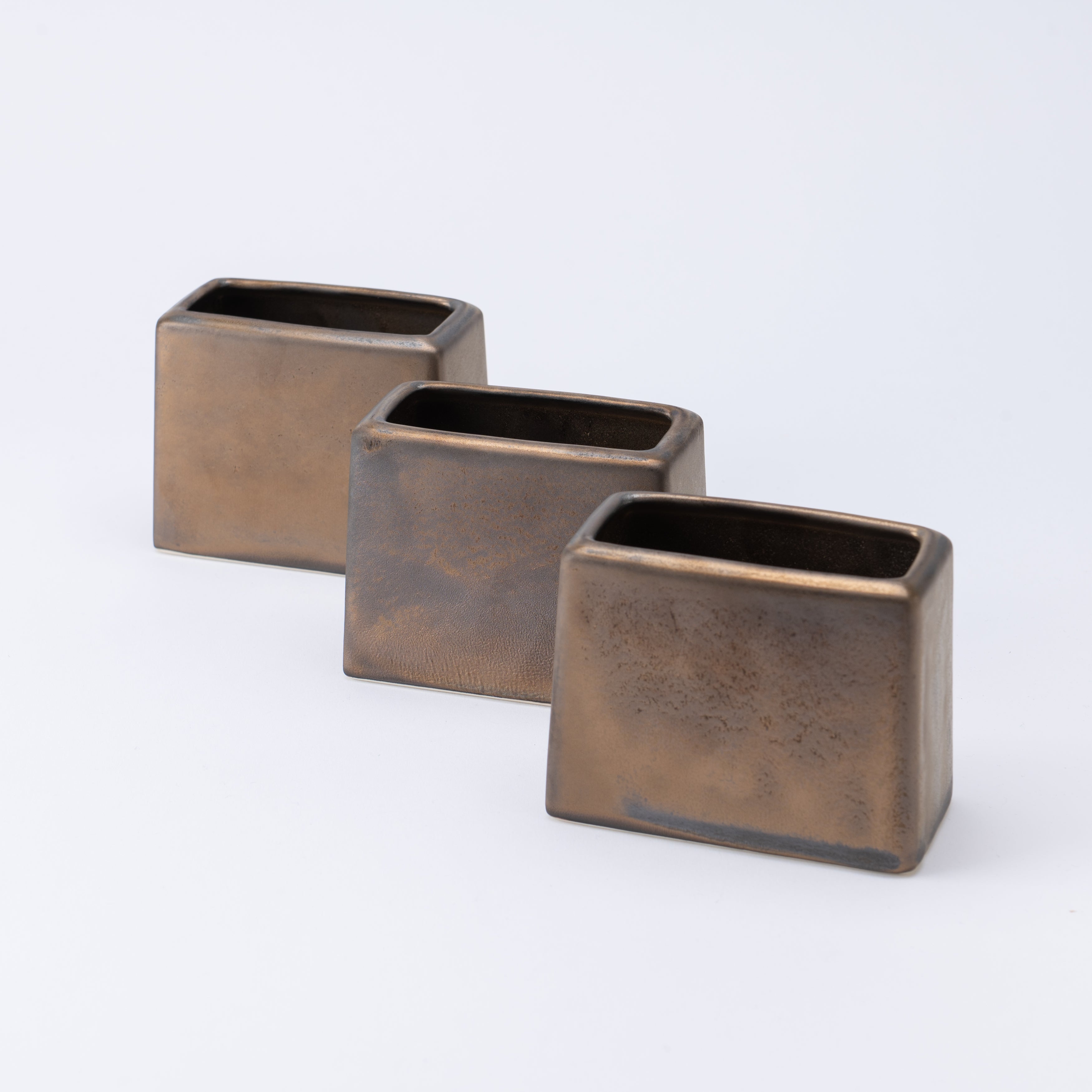 Porta utensilios rectangular con esmalte terroso