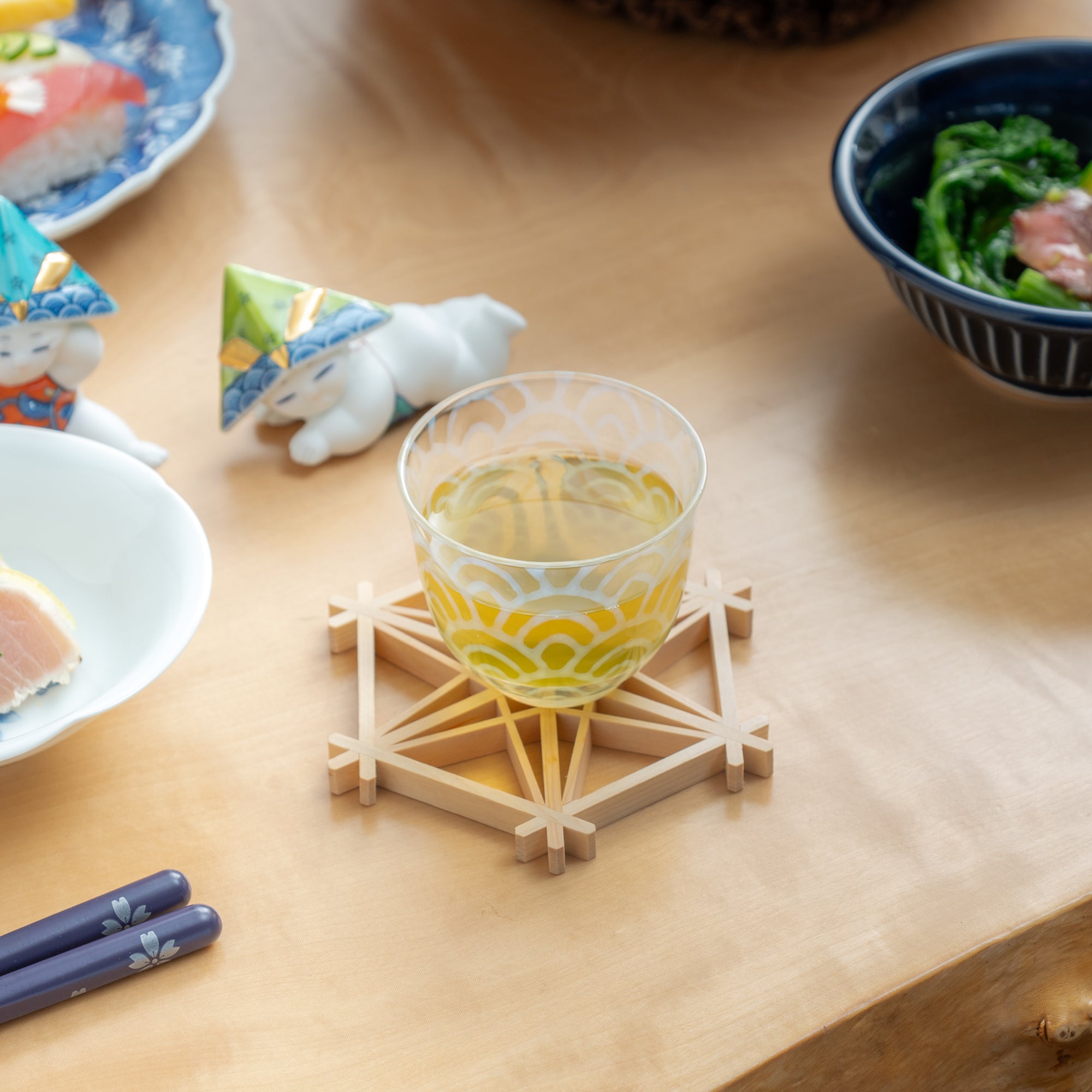 Toyoda Woodcraft Kanuma Kumiko Coaster Set With Stand