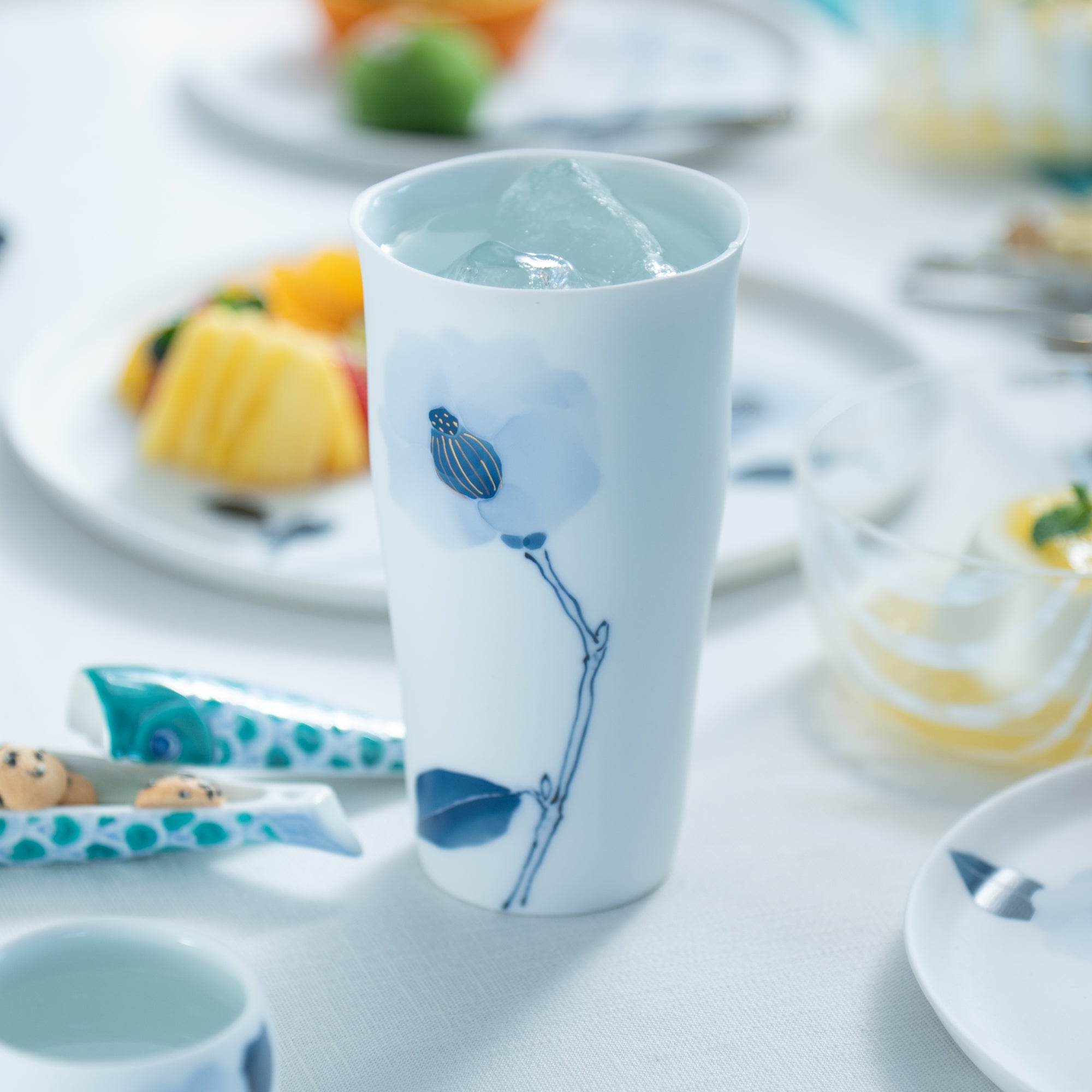 Blue Flower Camellia Beer Cup