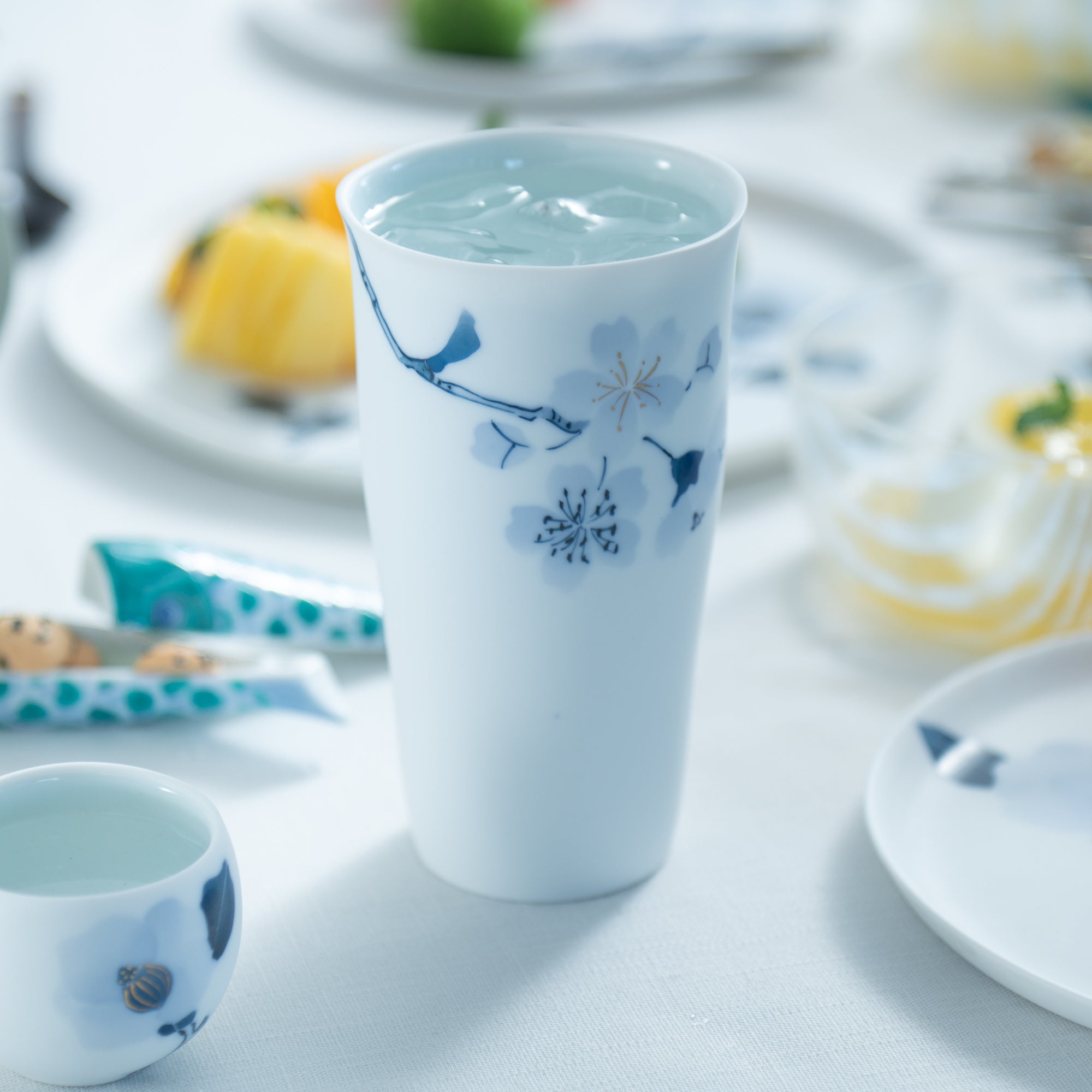 Blue Flower Sakura Beer Cup