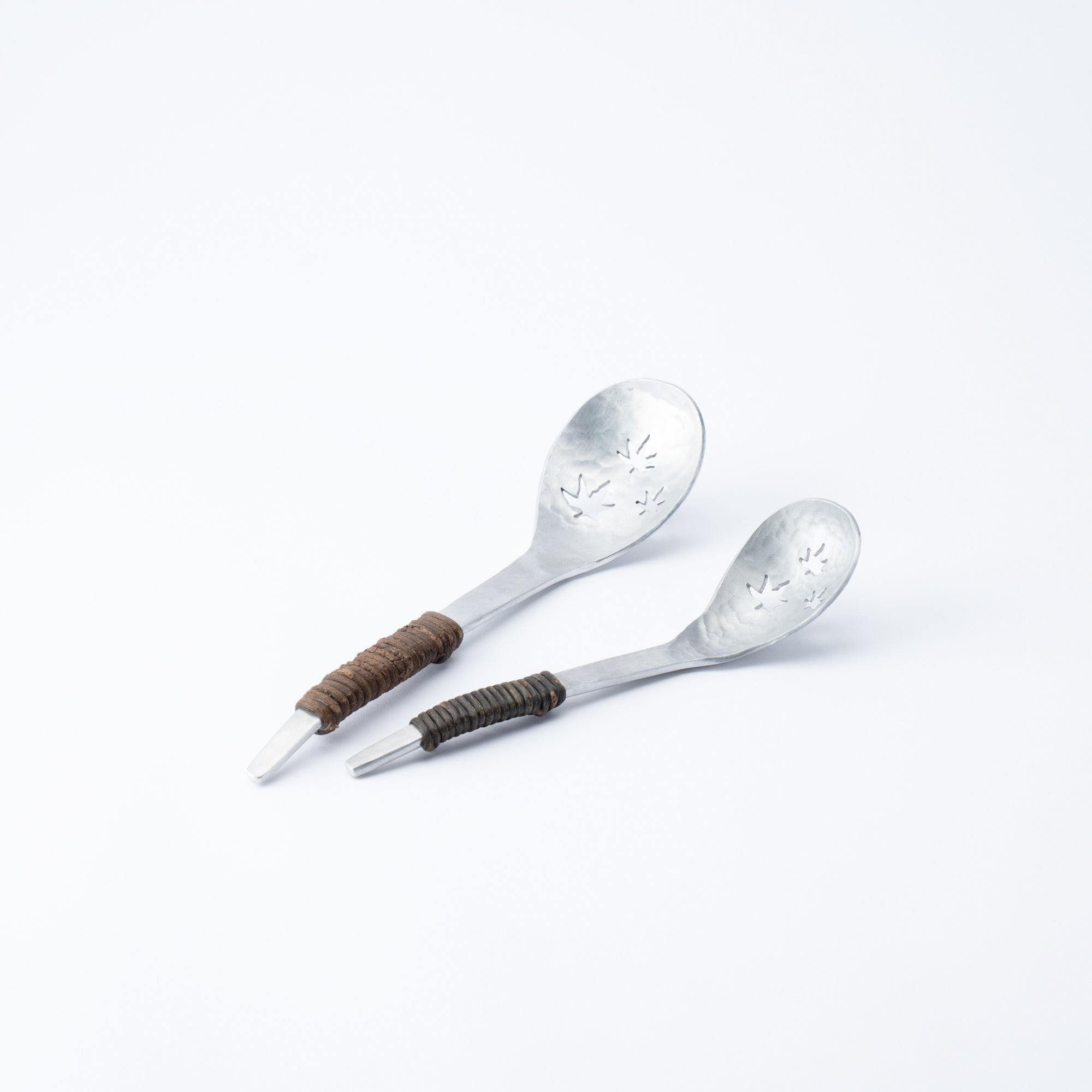 Aluminum Hammered Leaf Slotted Spoon