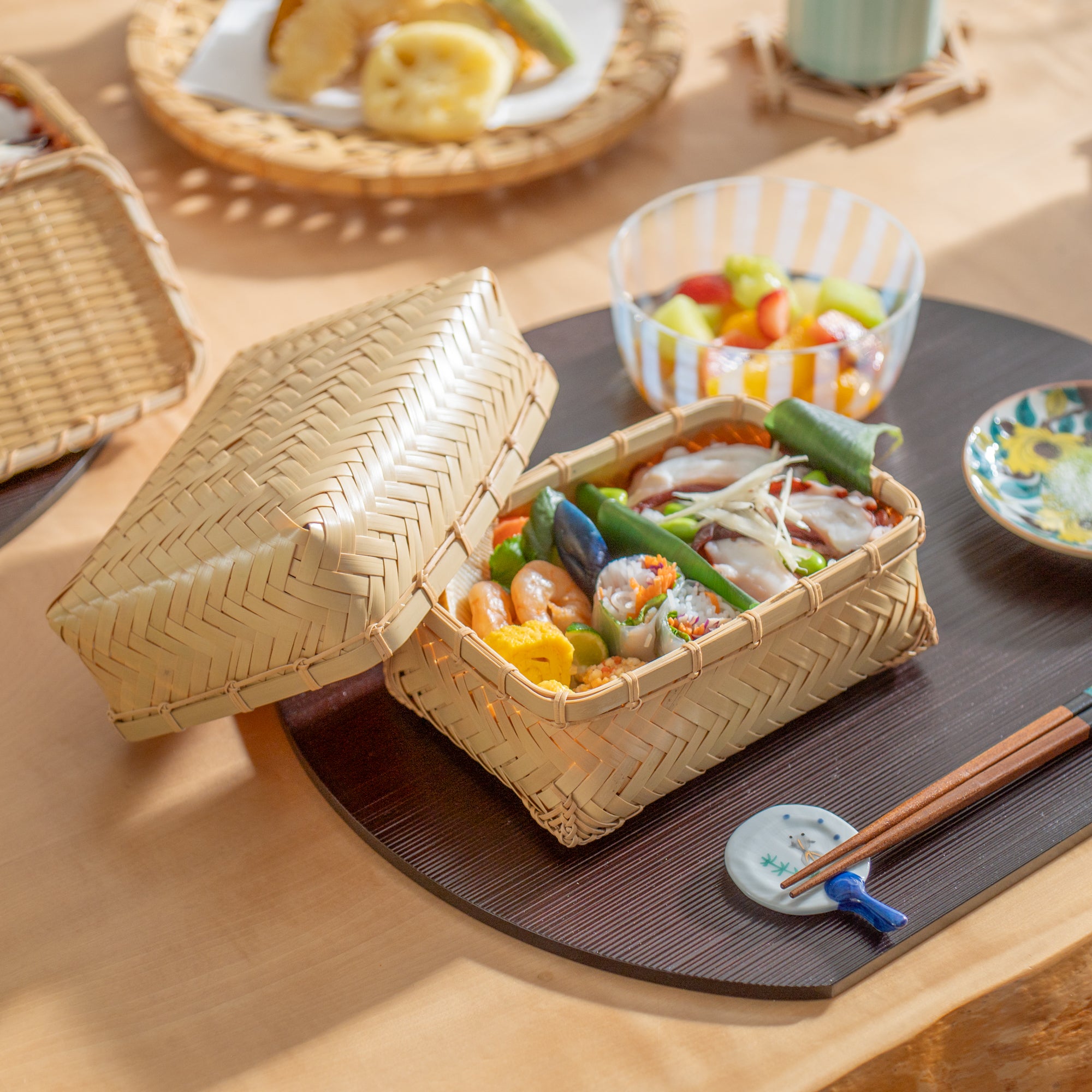 Ajiro Weave Bamboo Bento Box