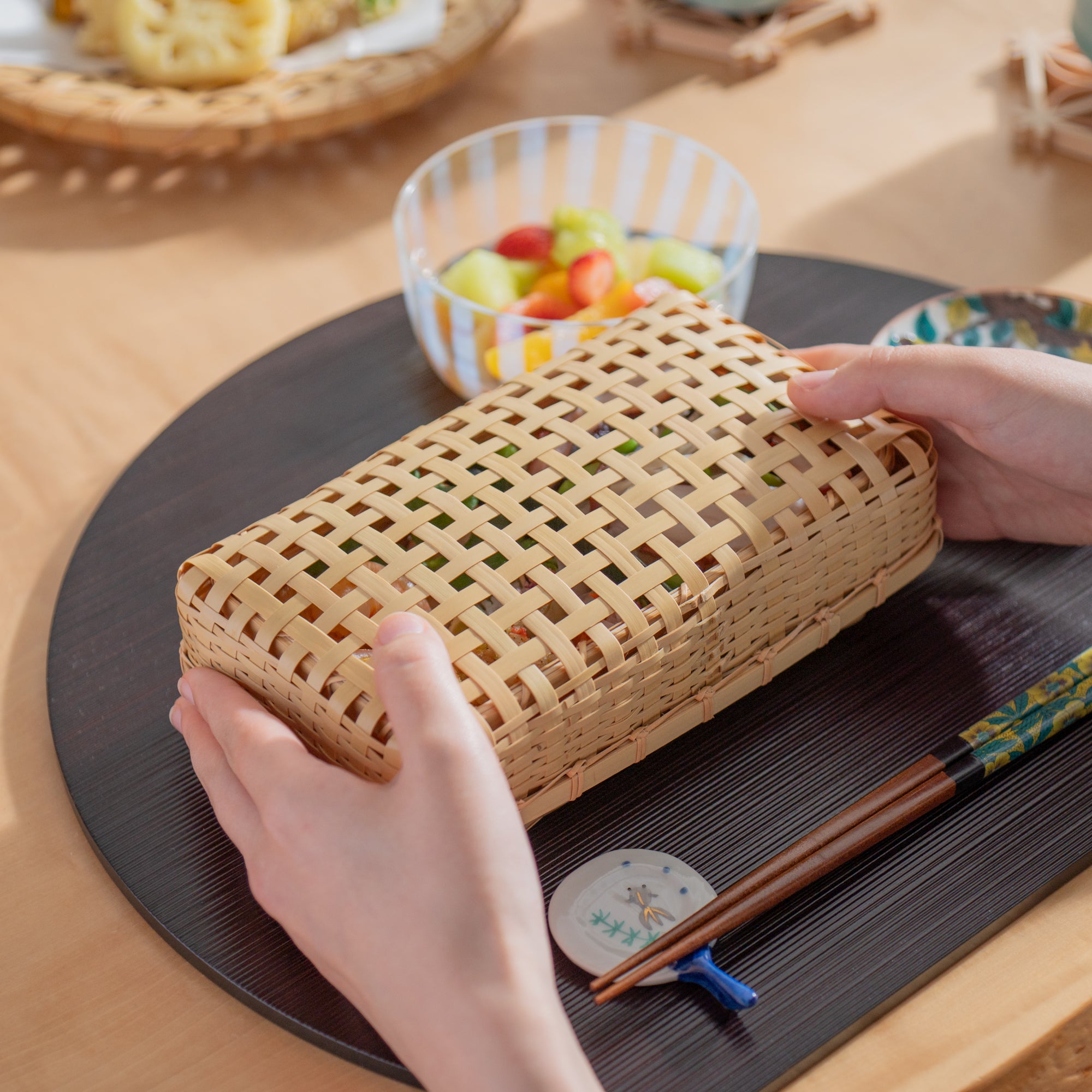 Yotsume Weave Bamboo Bento Box
