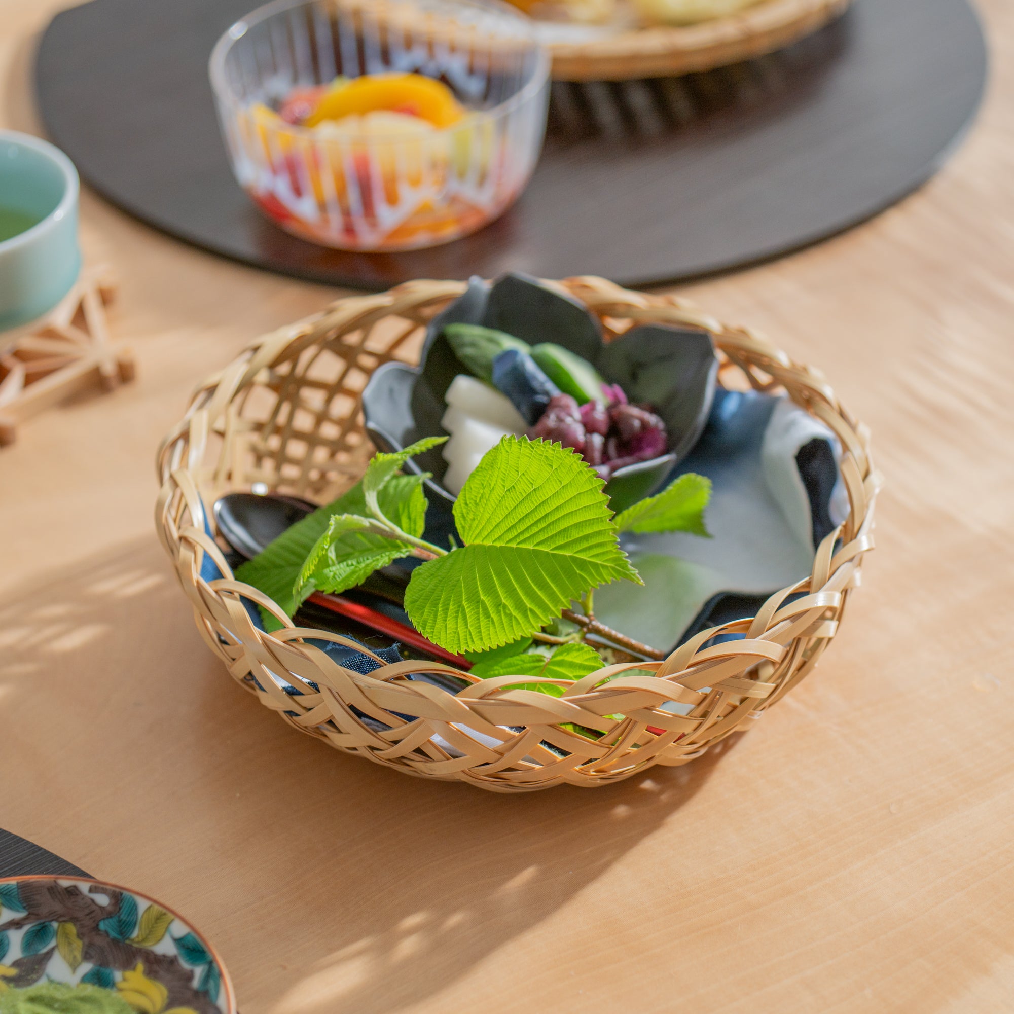 Triangle-Pattern Bamboo Basket