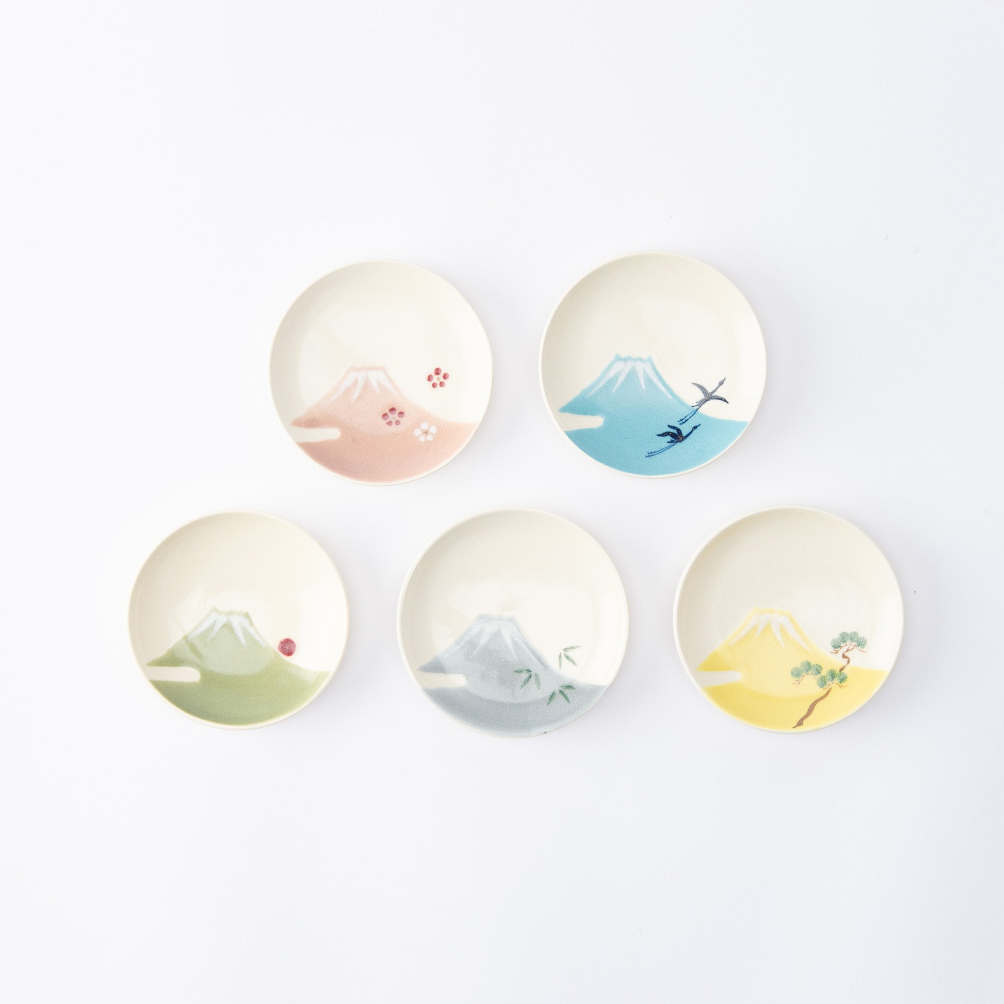 Tosen Kiln Mt. Fuji Kiyomizu Ware Sauce Plate Set - MUSUBI KILN - Quality Japanese Tableware and Gift