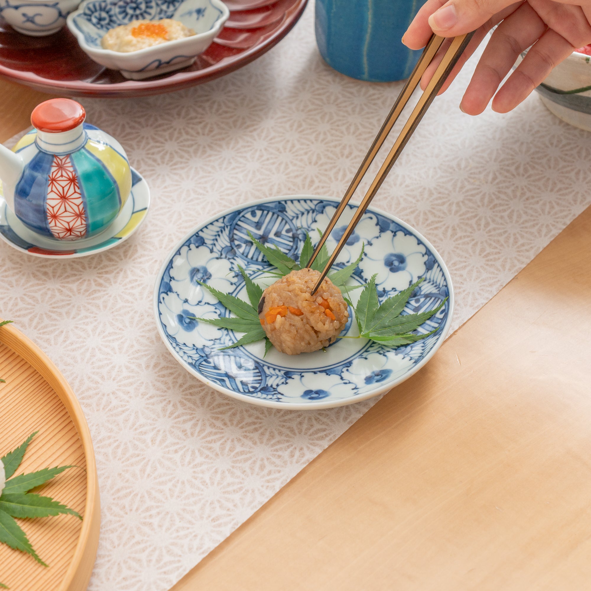 Indigo Geometric Flowers Side Plate