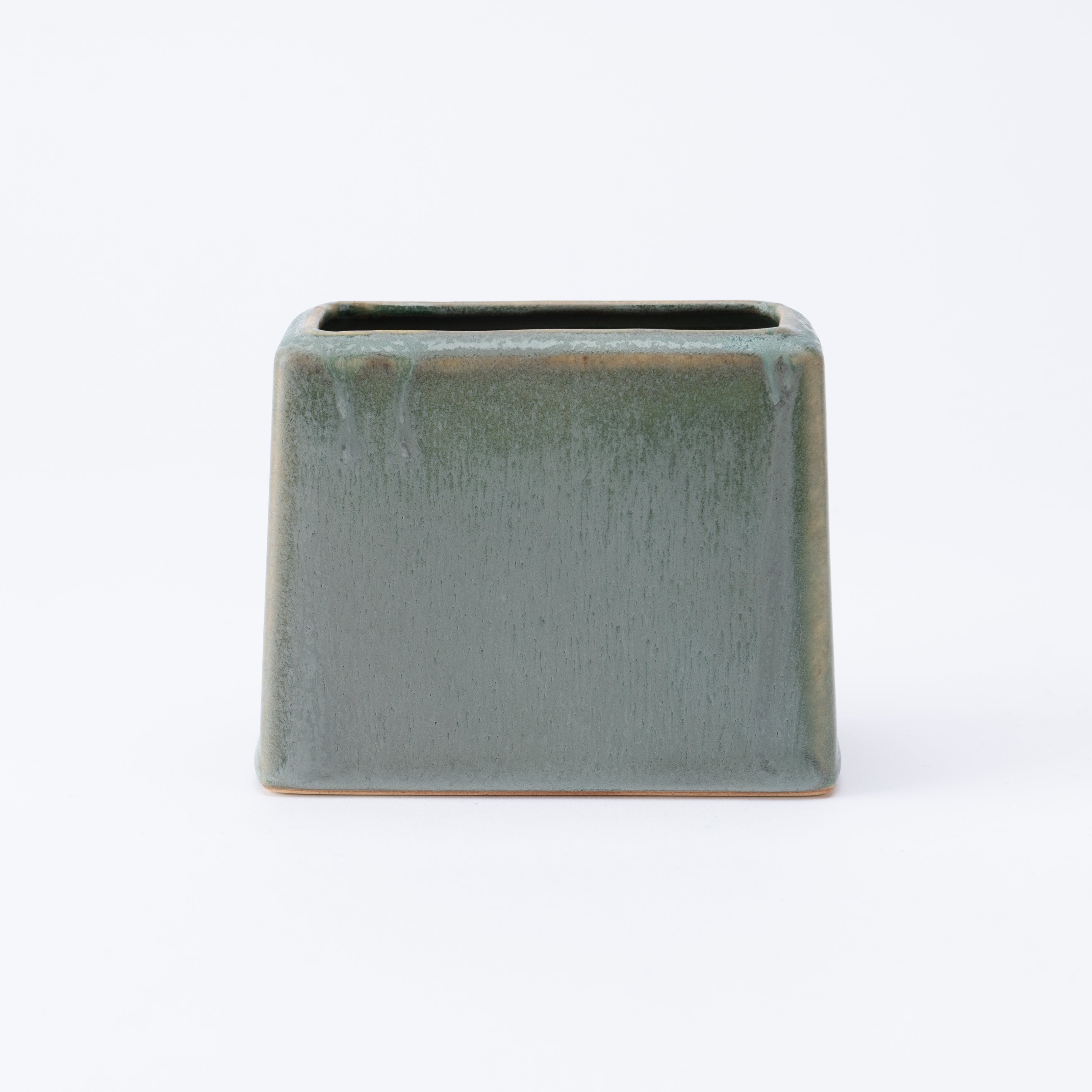 Porta utensilios rectangular con esmalte terroso