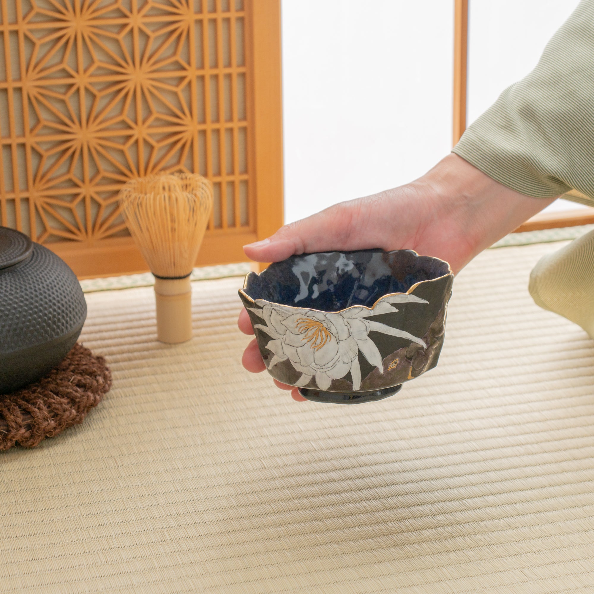 Moonlit Bloom and Bird Matcha Bowl