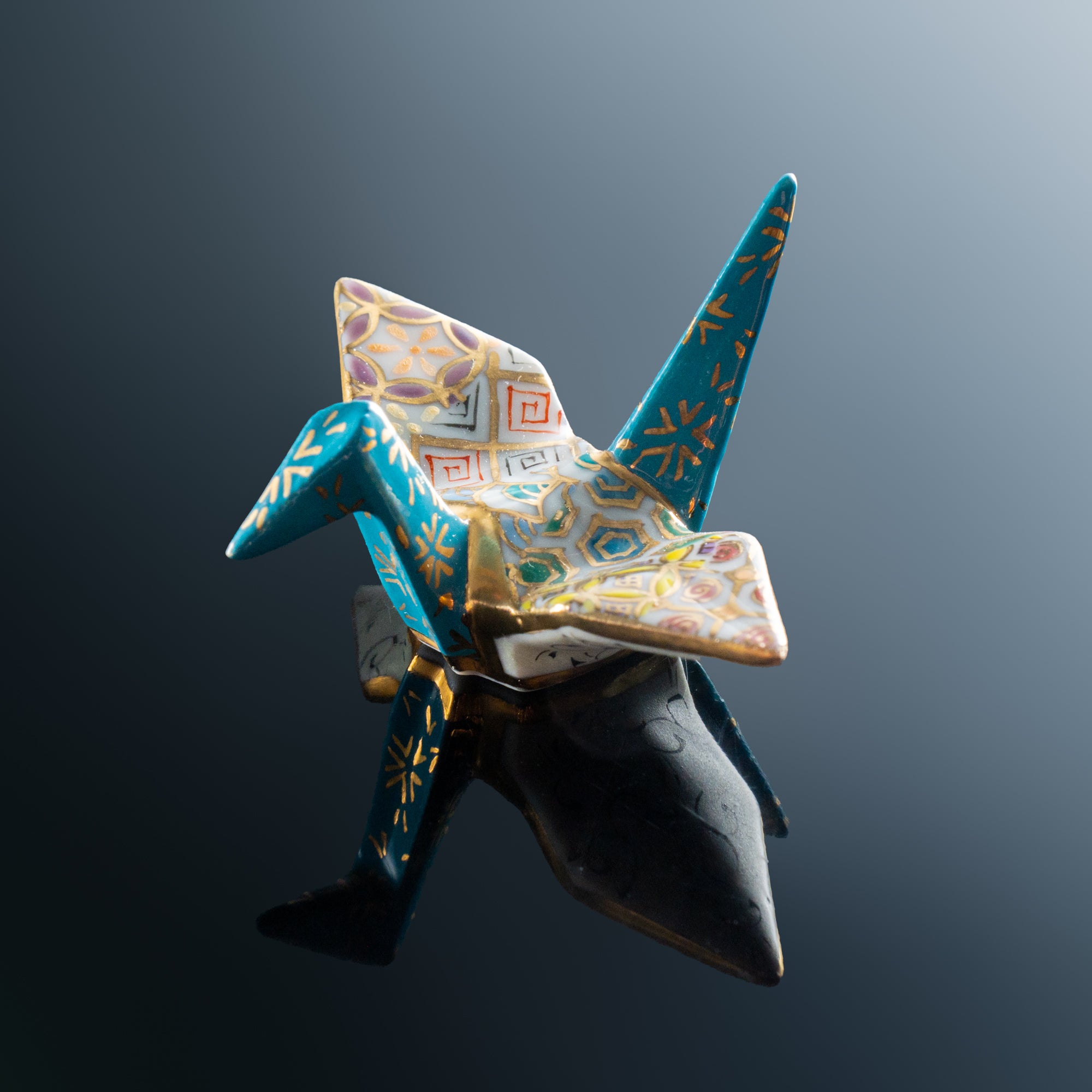 Gold-lined Origami Crane Chopstick Rest