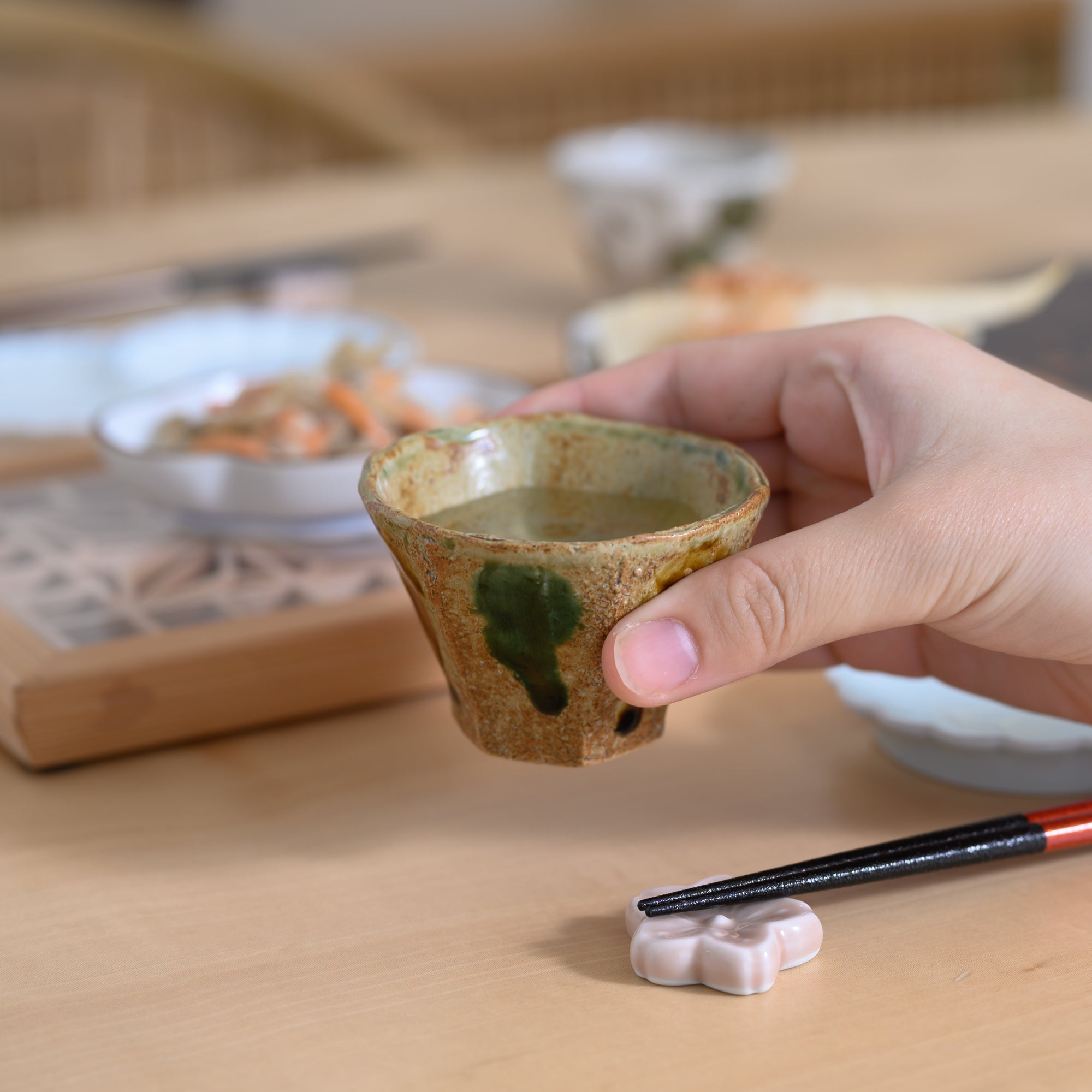 Bicolor Hexagonal Guinomi Sake Cup