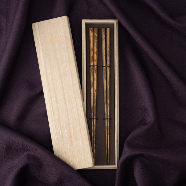 Matsukan Octagonal Zumen Kyoto Bamboo Wakasa Lacquerware Set of Two Pairs of Chopsticks 24 cm (9.4 in)