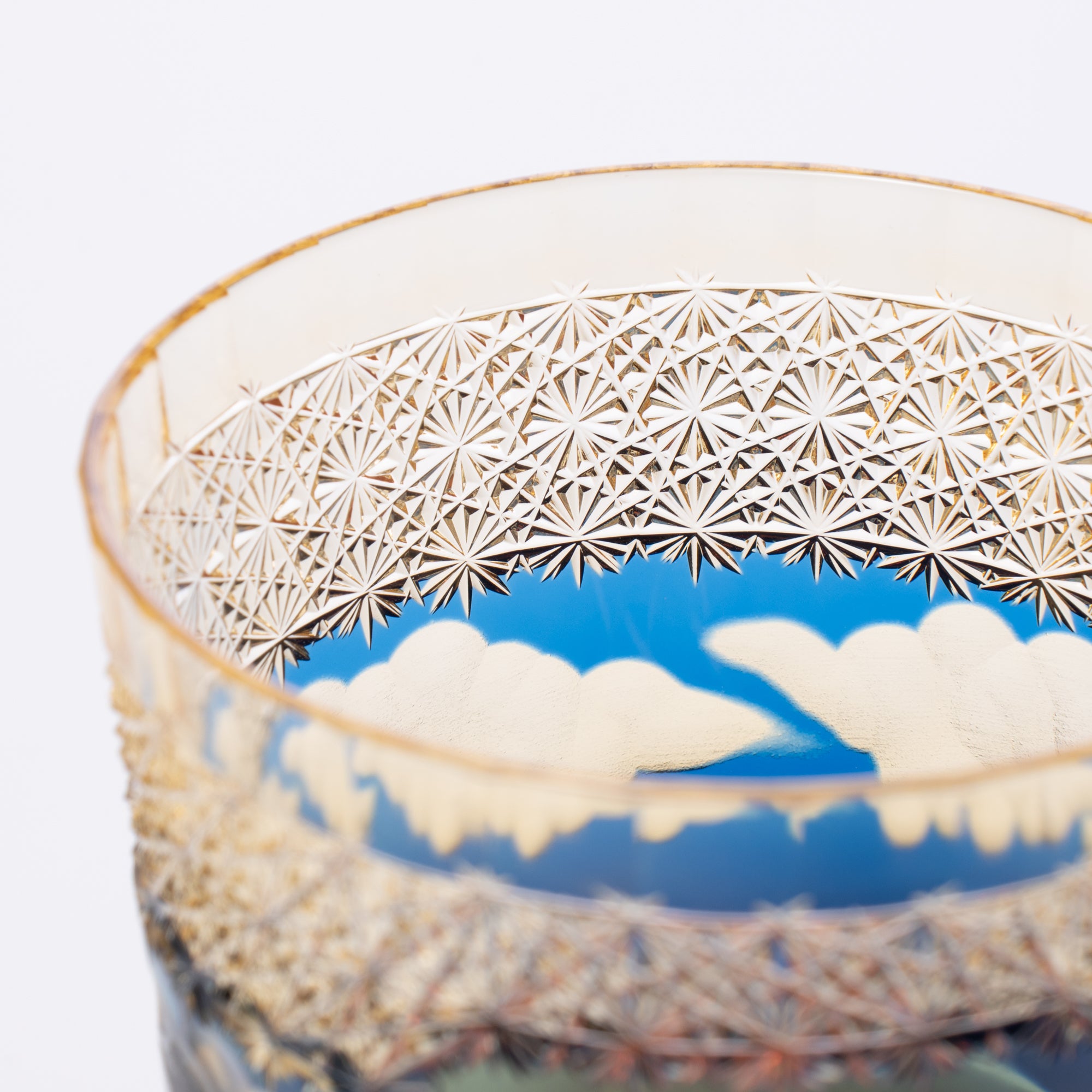 Hokusai Mt. Fuji Edo Kiriko Whiskey Glass