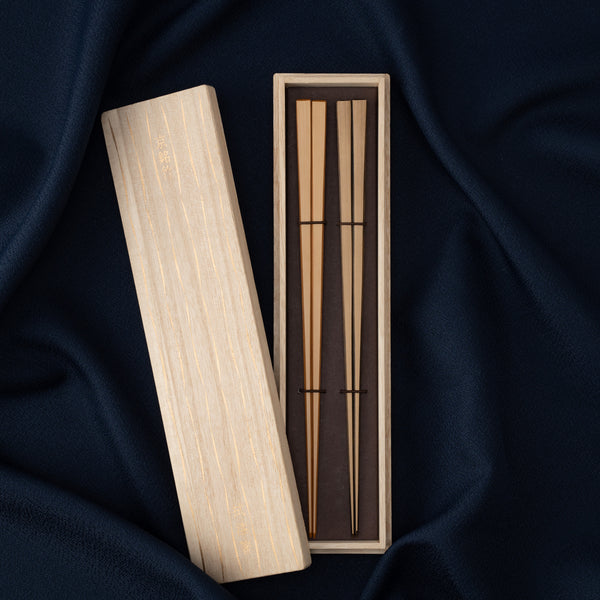 Matsukan Square Shiratake Kyoto Bamboo Wakasa Lacquerware Chopsticks Set of Two Pairs of Chopsticks 24 cm (9.4 in)
