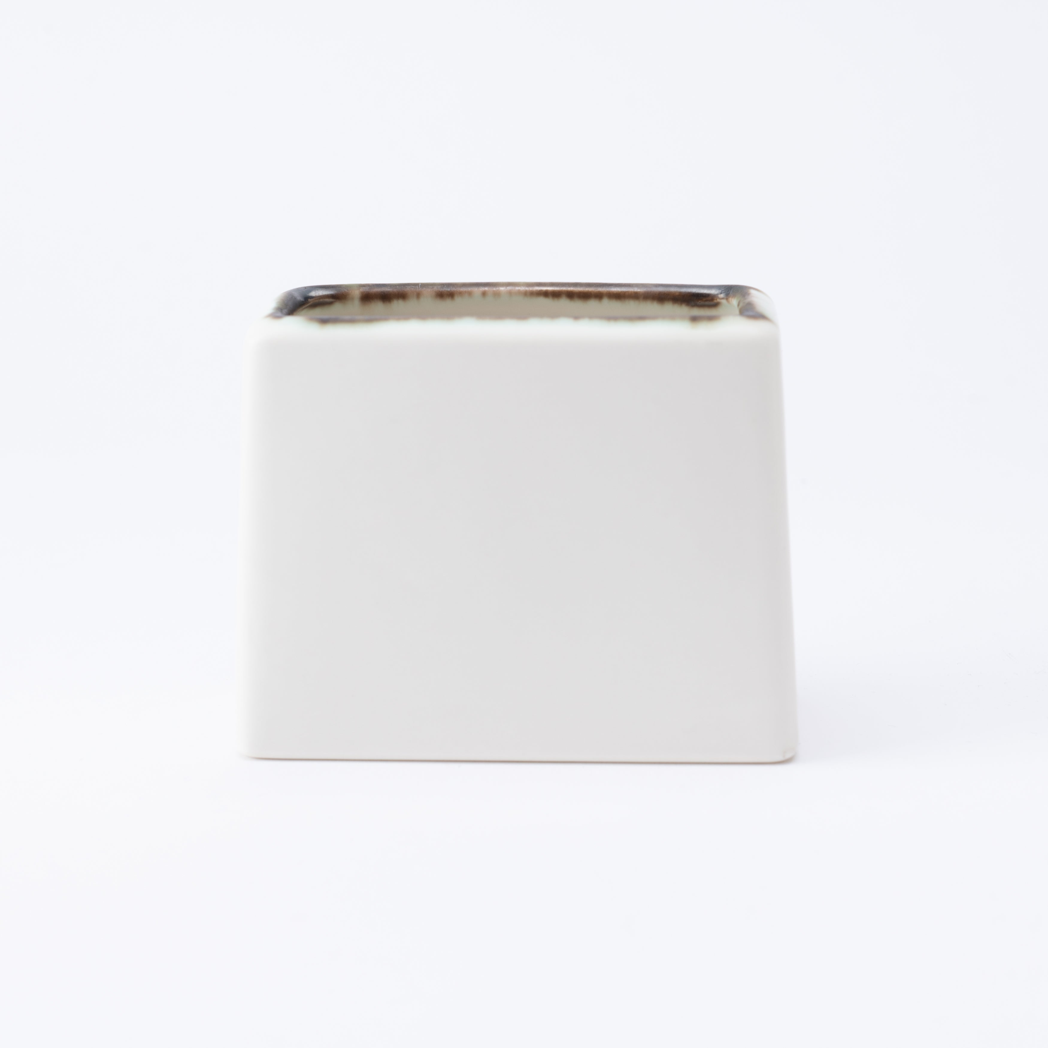 Porta utensilios rectangular con esmalte terroso