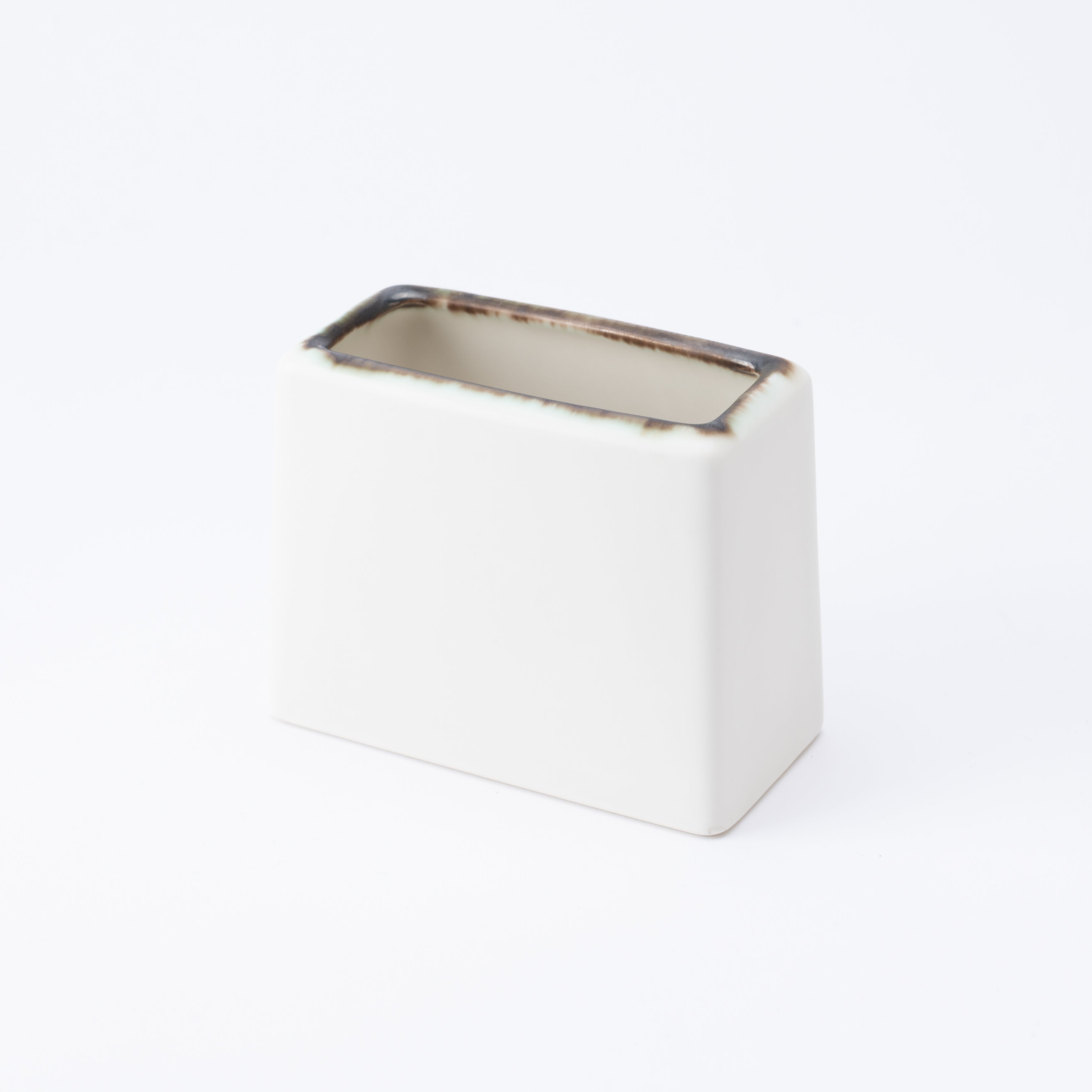 Porta utensilios rectangular con esmalte terroso