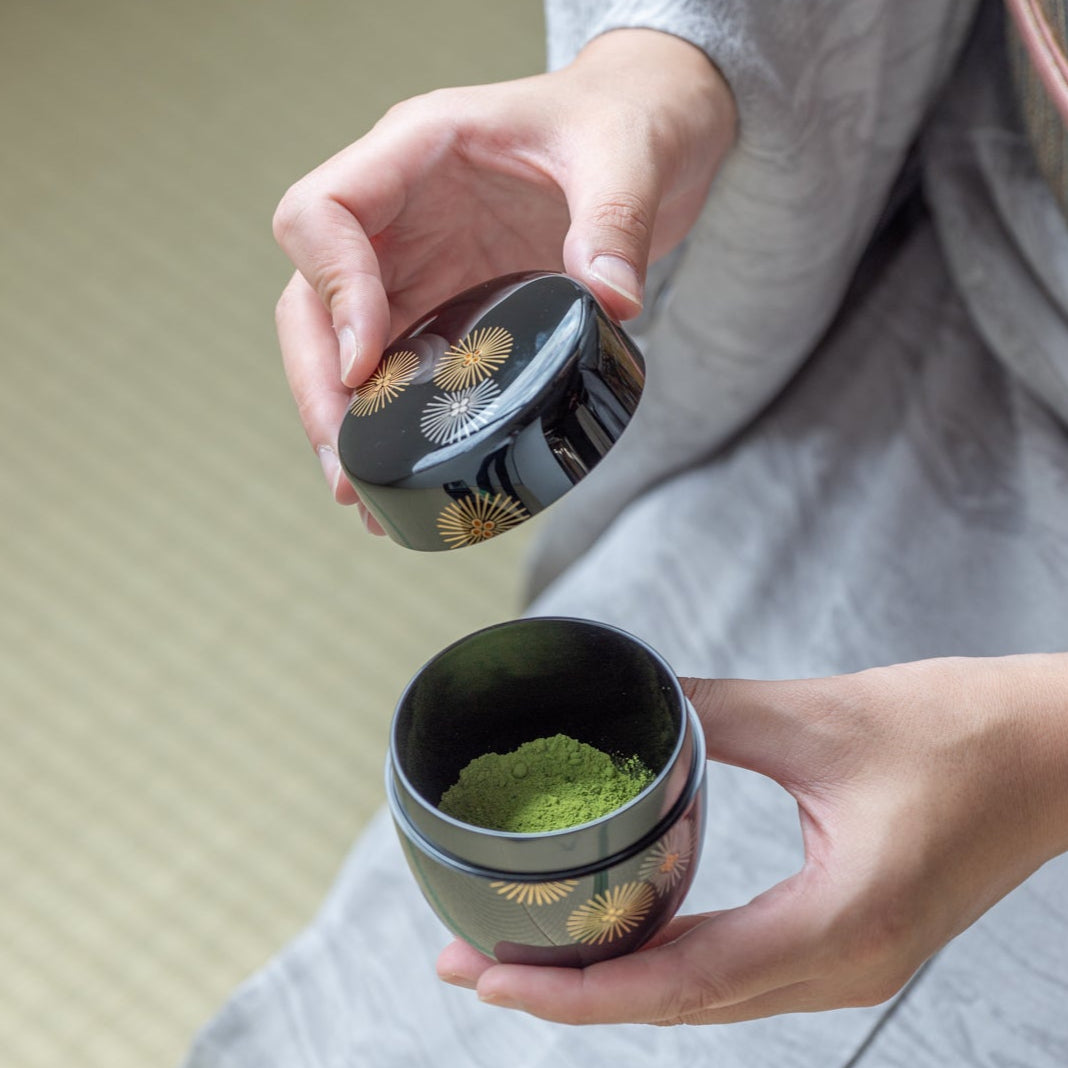 Gold and Silver Larch Tree Natsume Matcha Container