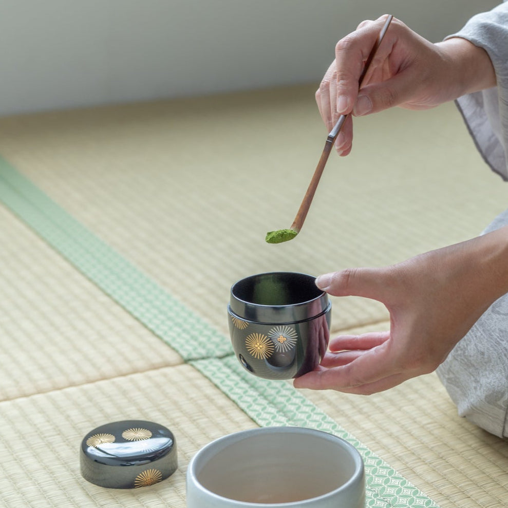 Gold and Silver Larch Tree Natsume Matcha Container