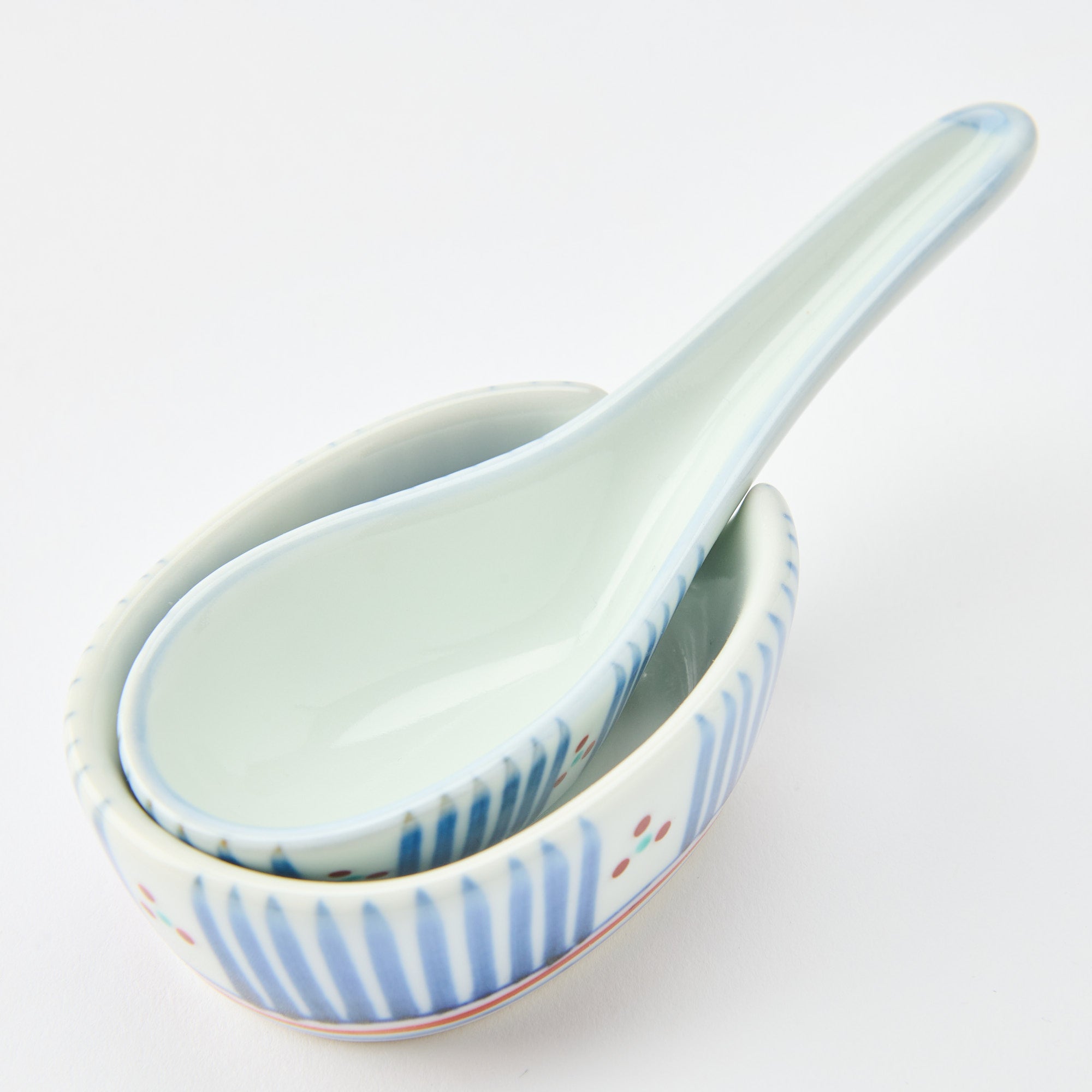 Traditional Patterned Ramen Spoon with Spoon Rest