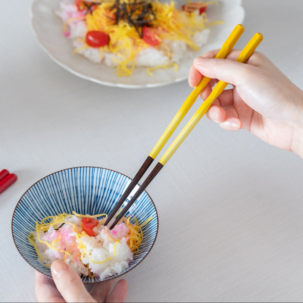 Yellow Perfect Fit Dishwasher Safe Wakasa Lacquer Reusable Chopsticks