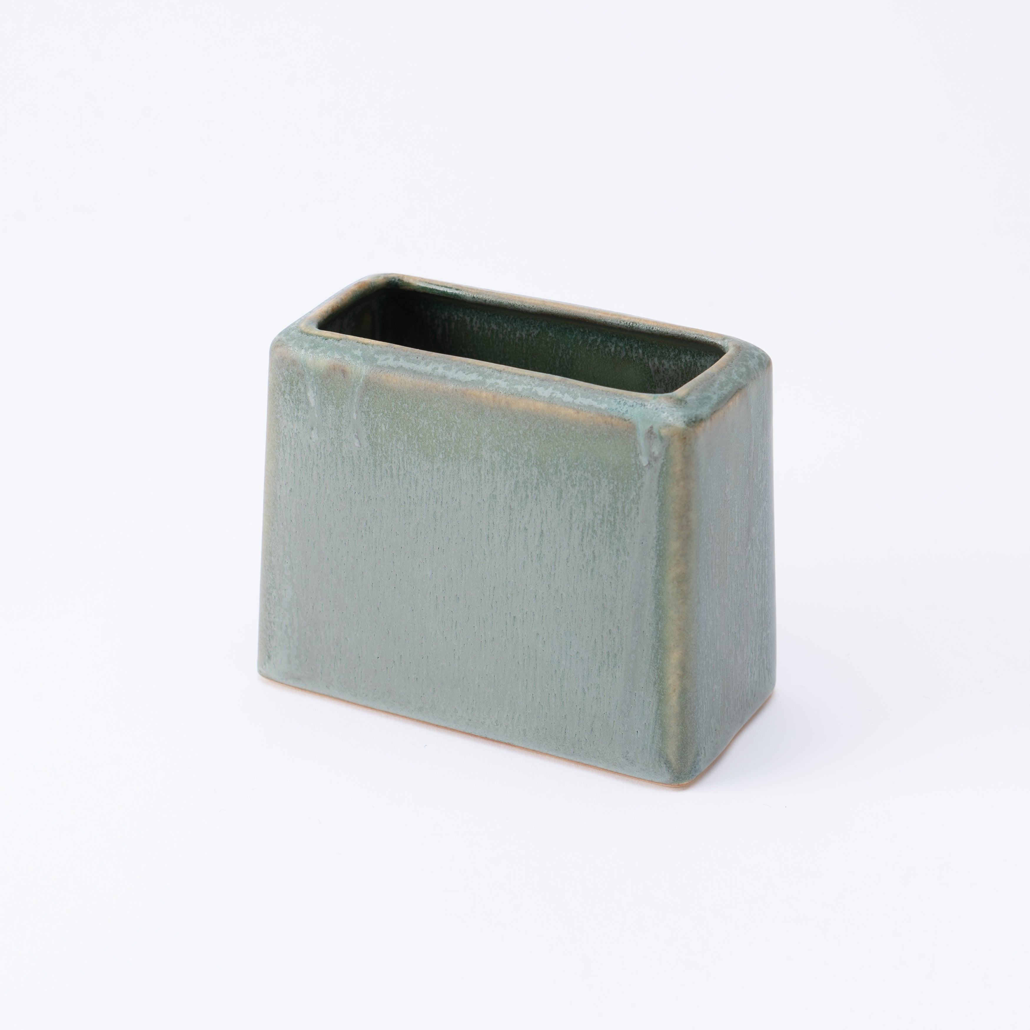 Porta utensilios rectangular con esmalte terroso