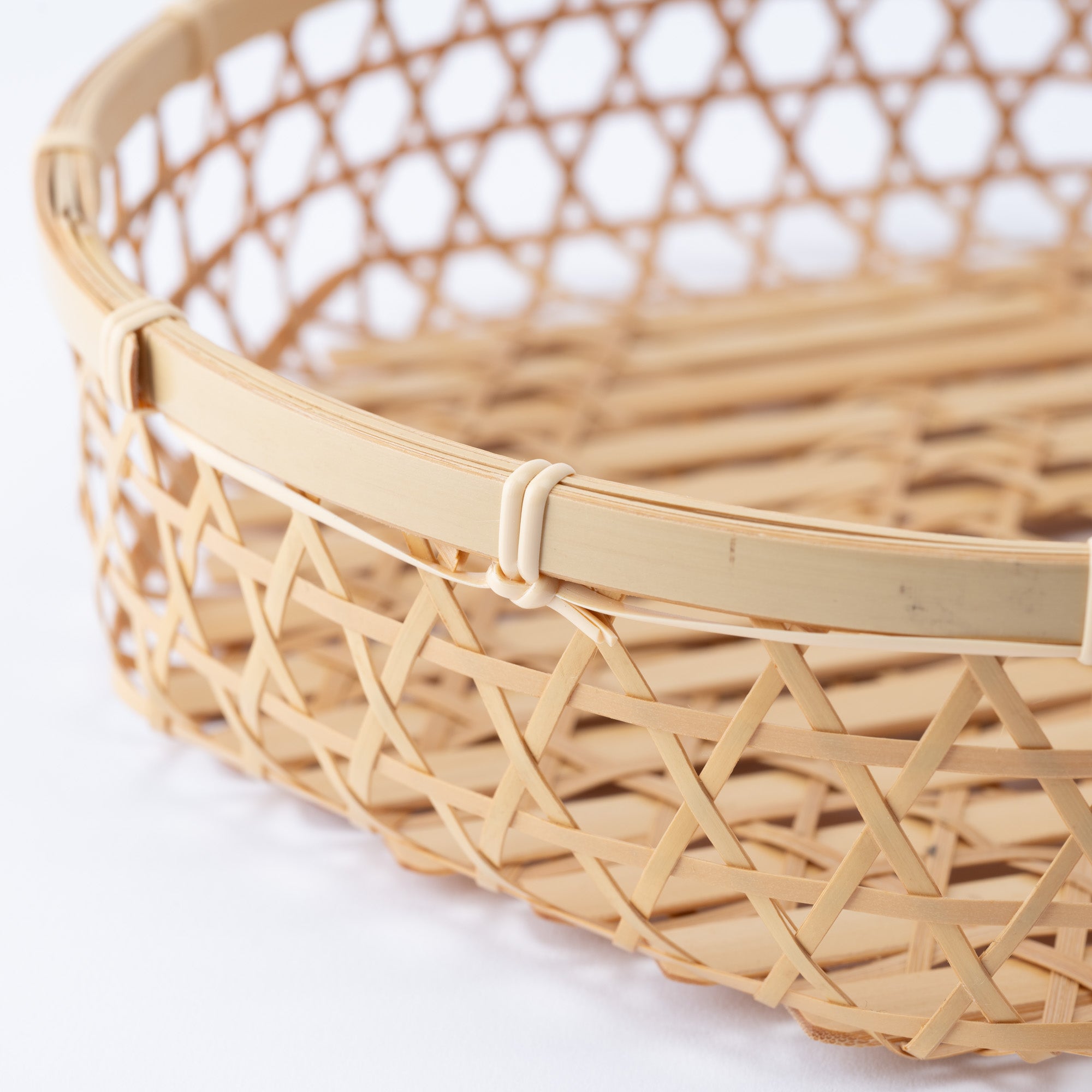 Hexagon Weave Bamboo Basket with Lid