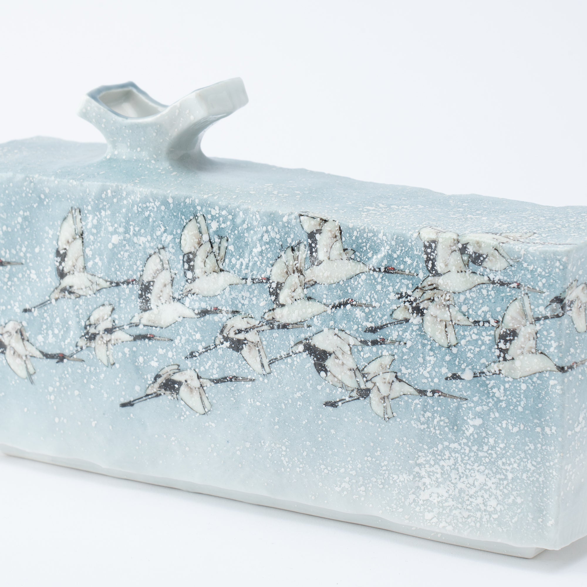 Cranes in Flight Japanese Flower Vase