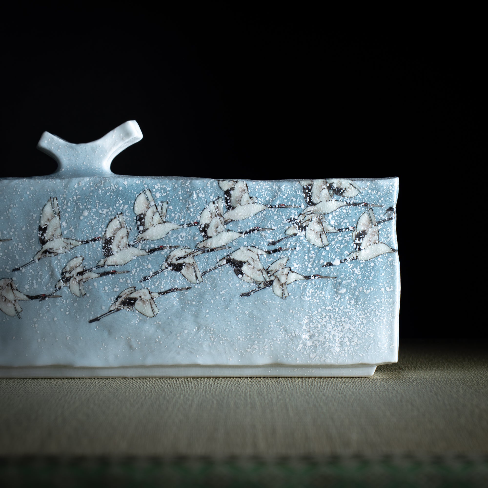 Cranes in Flight Japanese Flower Vase