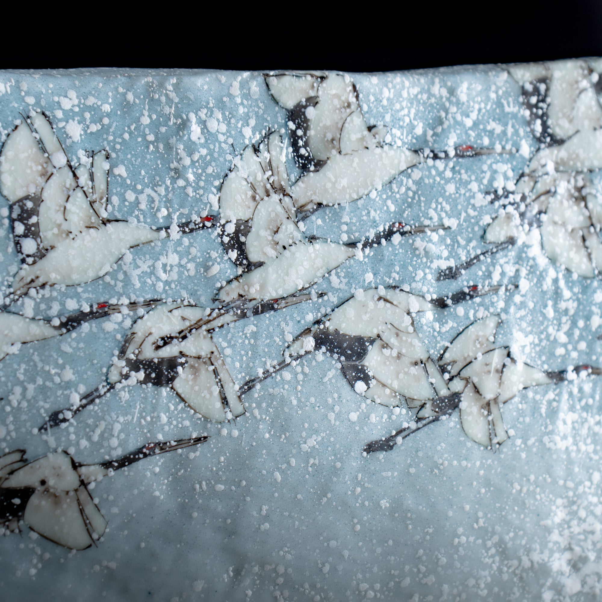 Cranes in Flight Japanese Flower Vase