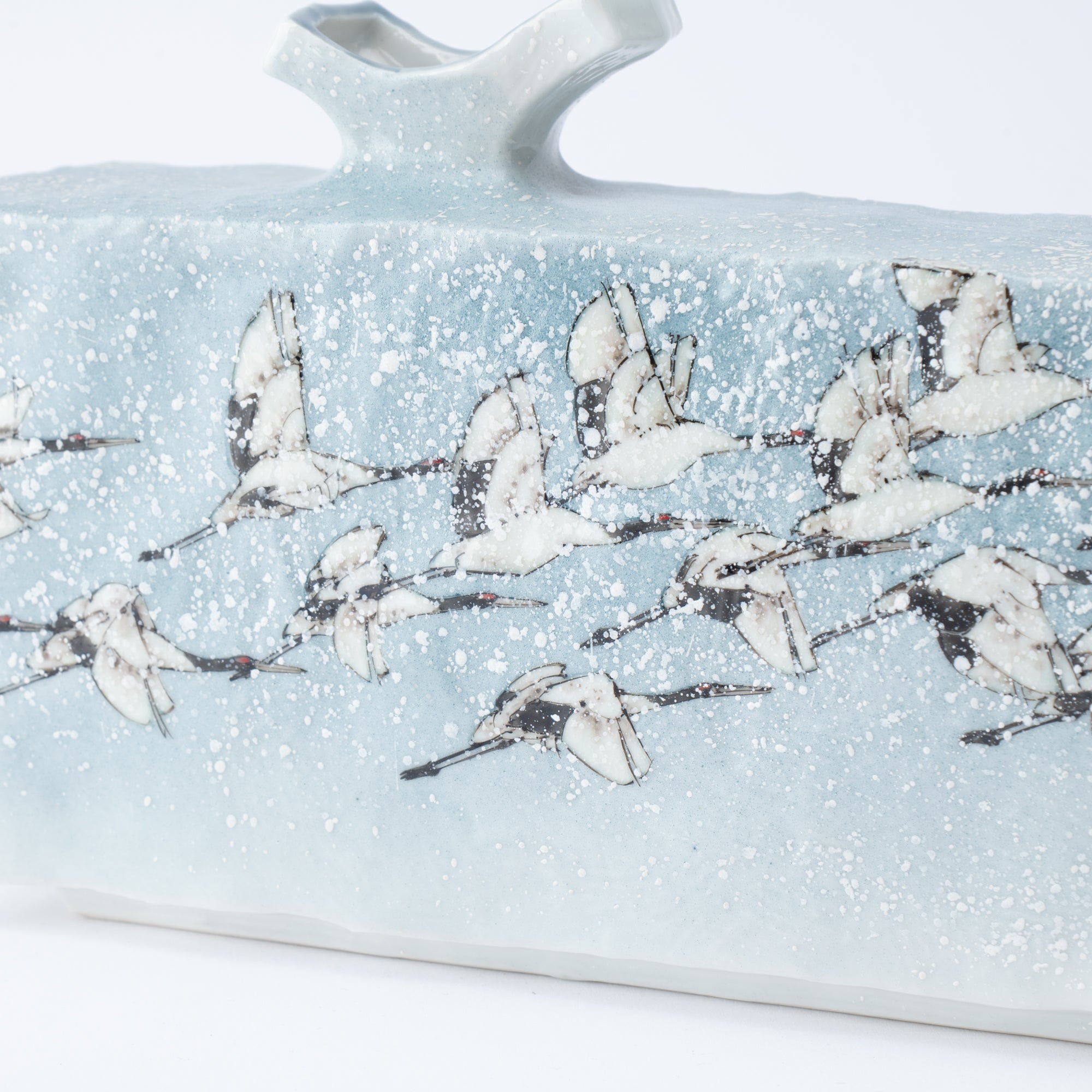 Cranes in Flight Japanese Flower Vase