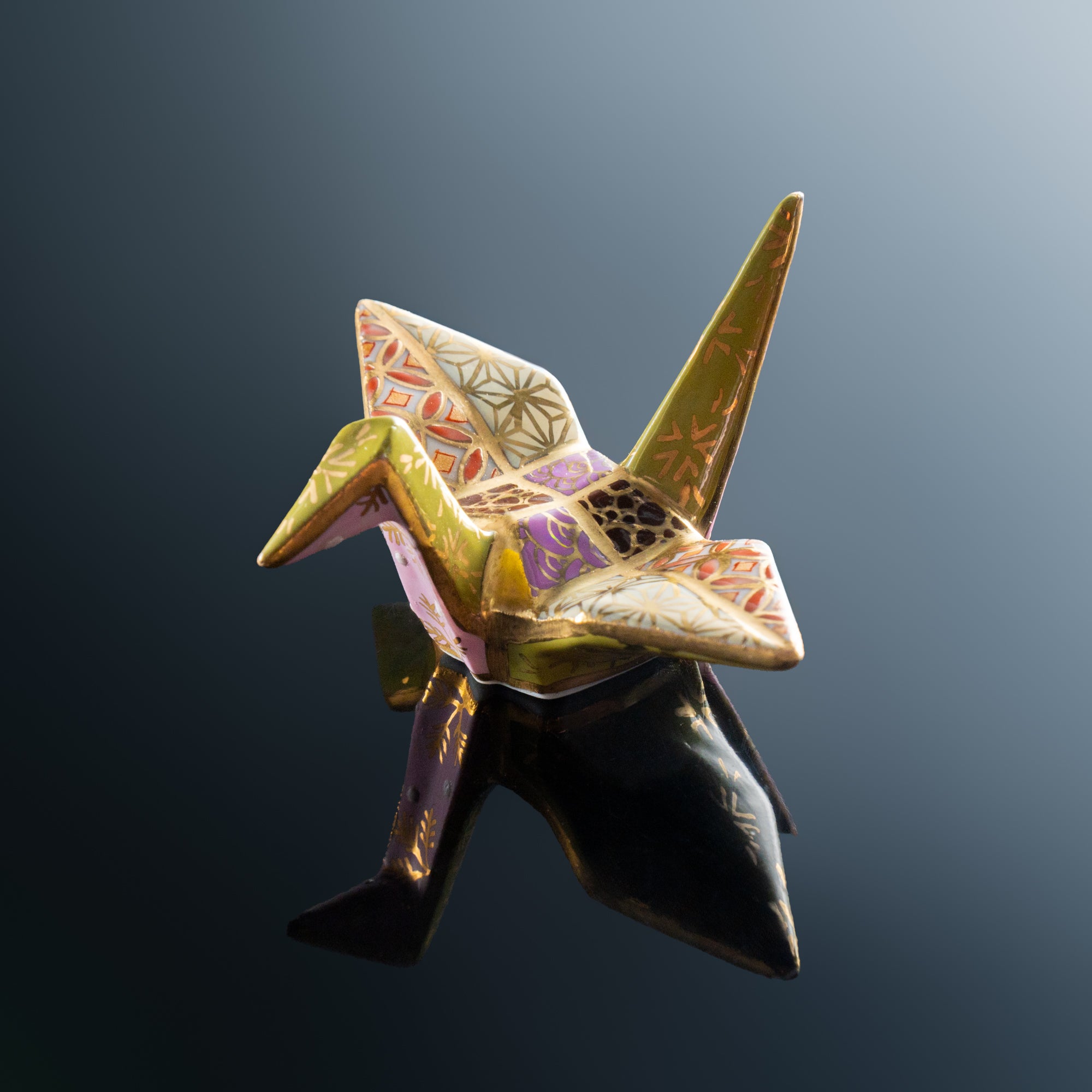 Gold-lined Origami Crane Chopstick Rest
