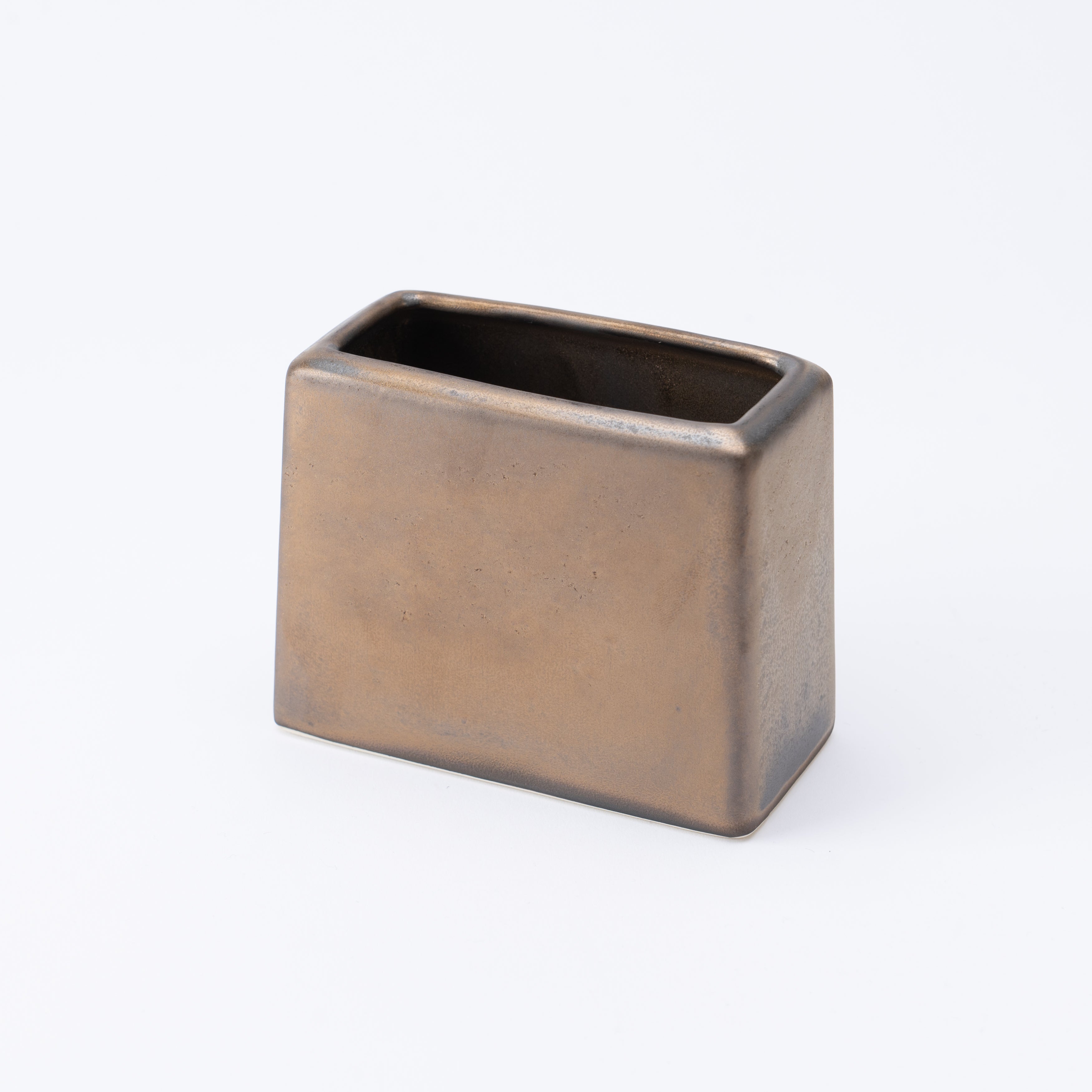 Porta utensilios rectangular con esmalte terroso