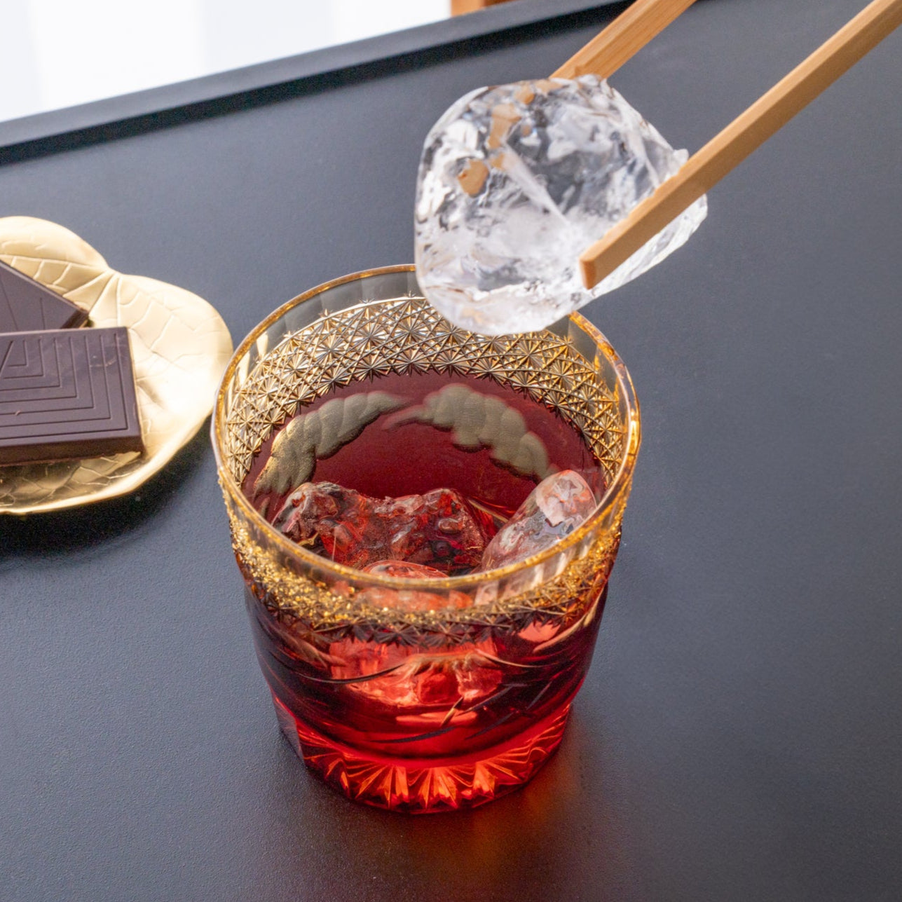 Hokusai Mt. Fuji Edo Kiriko Whiskey Glass