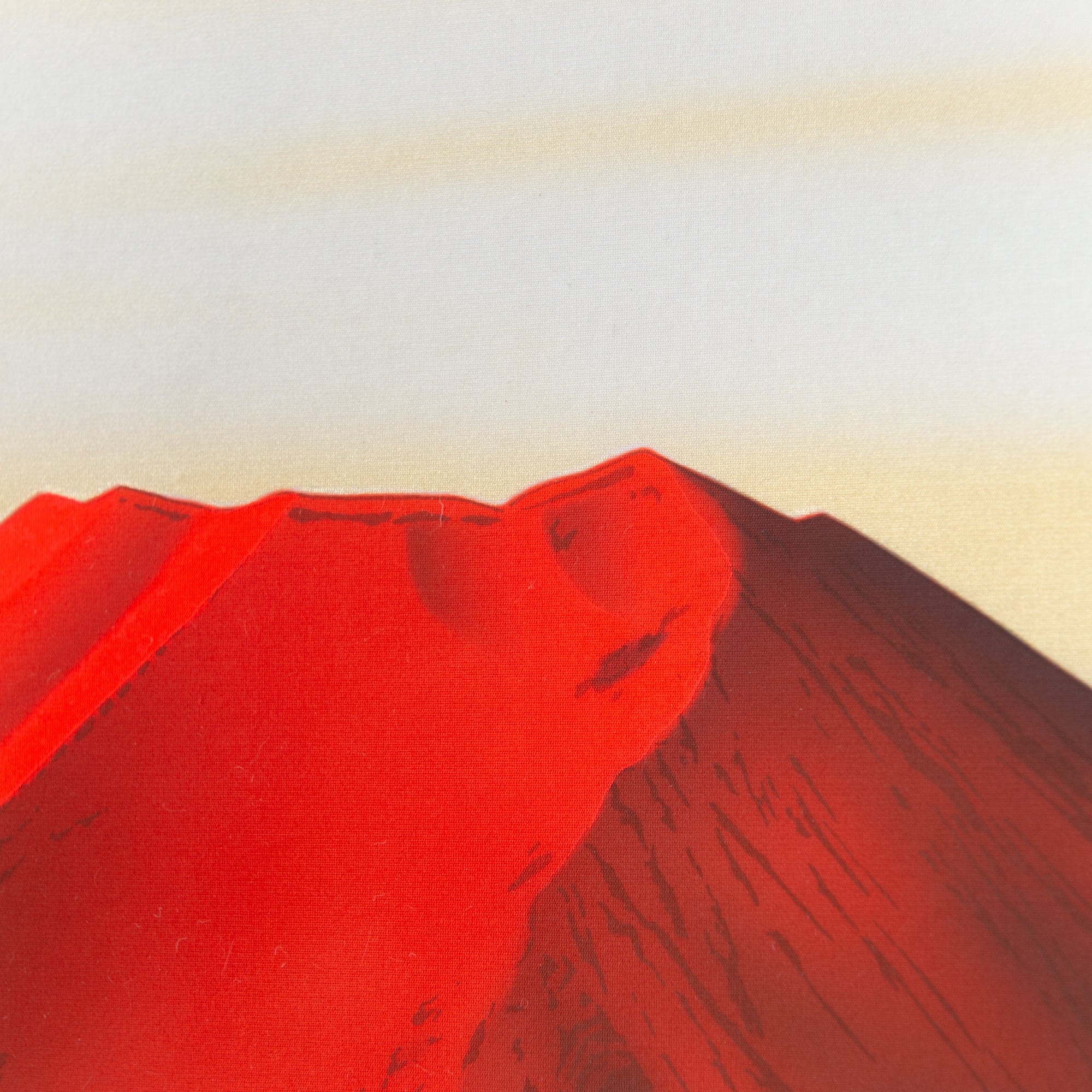 Red Mt. Fuji And Soaring Cranes Kakejiku Hanging Scroll