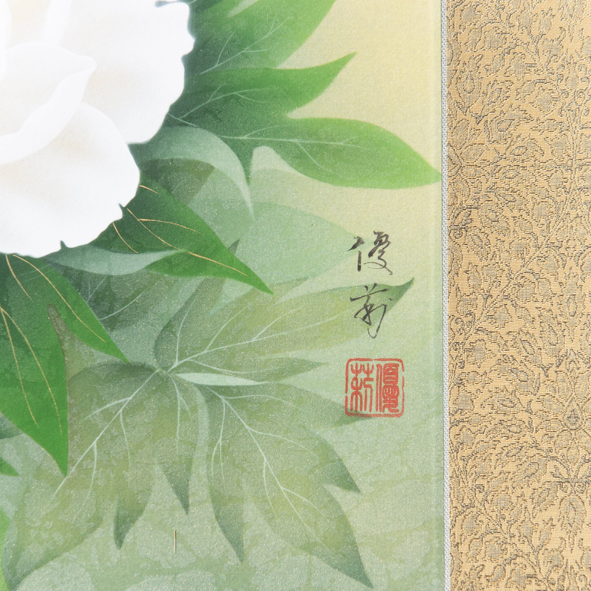 White Peonies Kakejiku Hanging Scroll