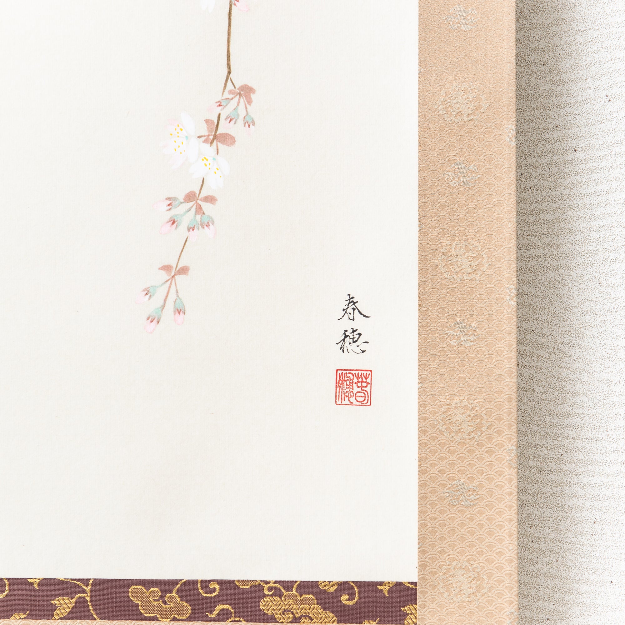 Cherry Blossoms at Mount Fuji Kakejiku Hanging Scroll